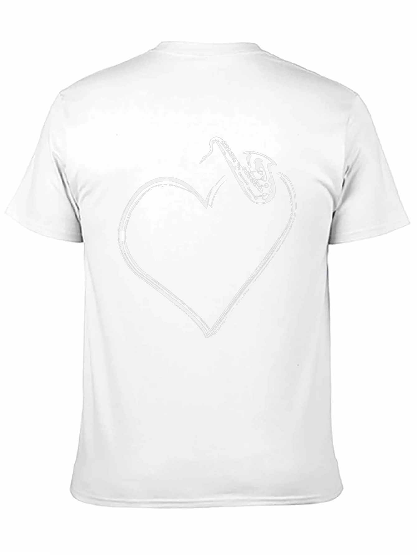 Black Saxophone Heart Graphic Black T-Shirt view 11