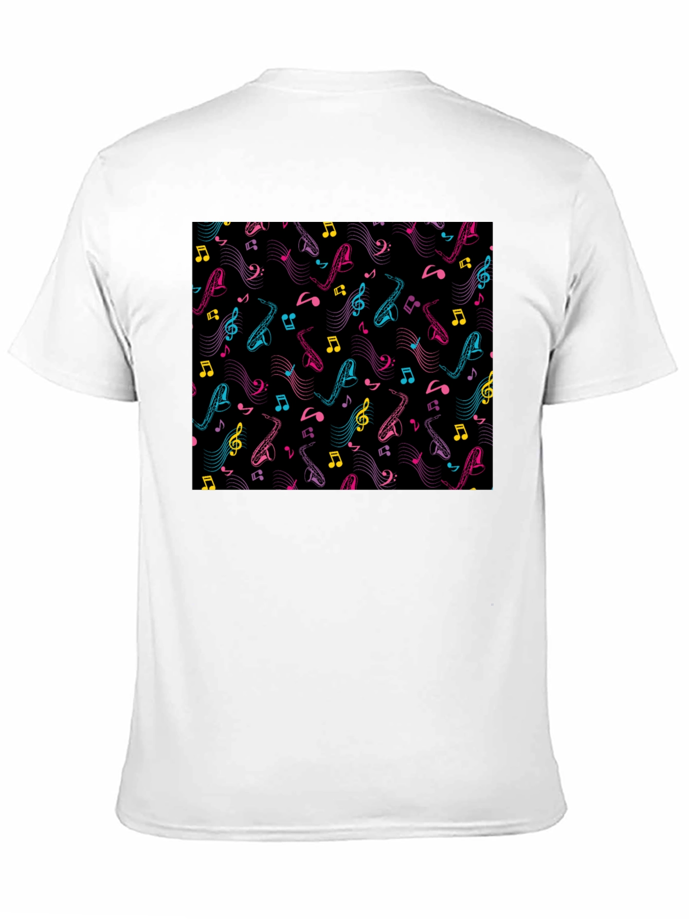 Black Musical Saxophone Pattern T-Shirt - Black view 11