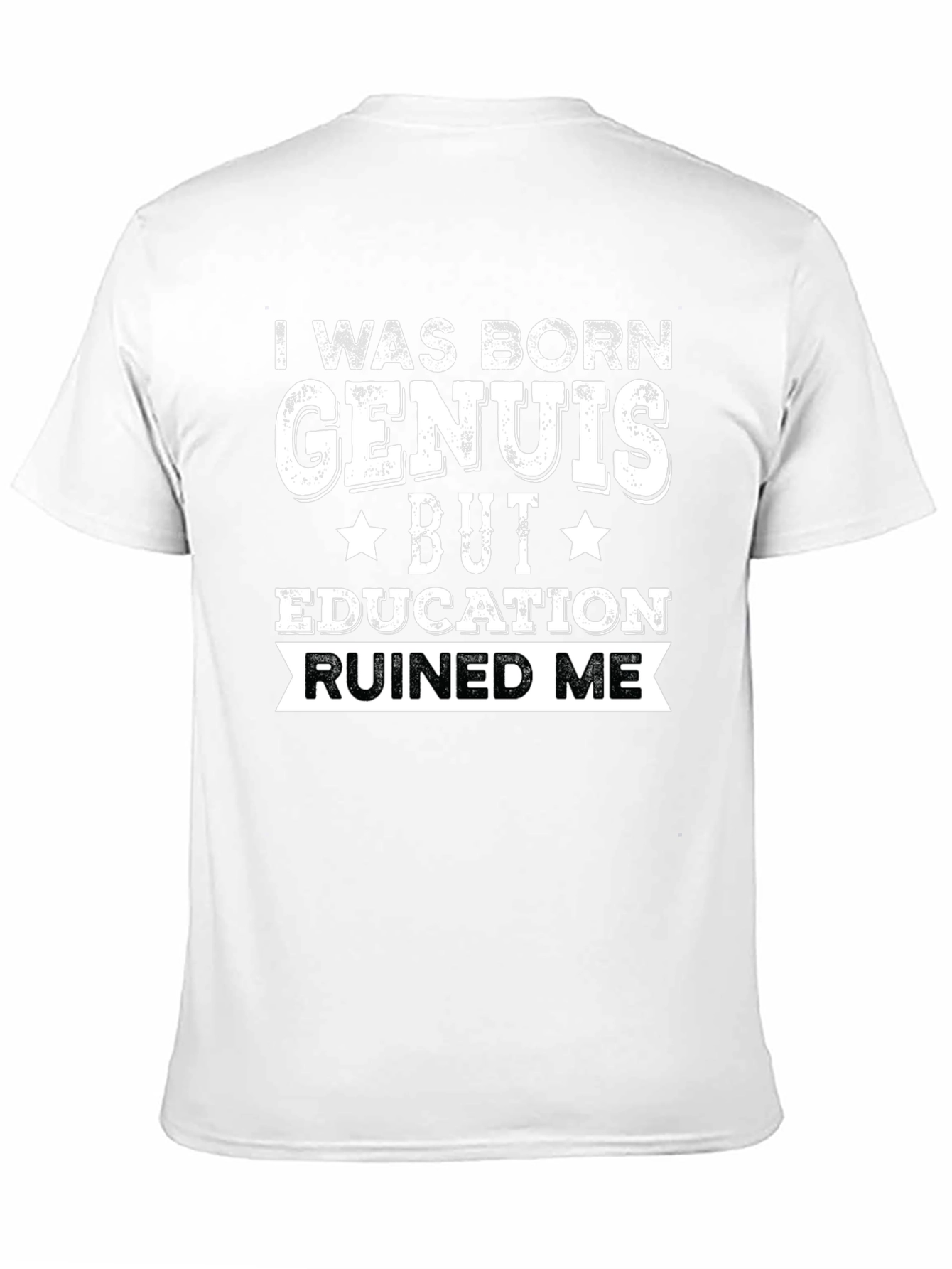 Black I Was Born Genius Funny T-Shirt view 11
