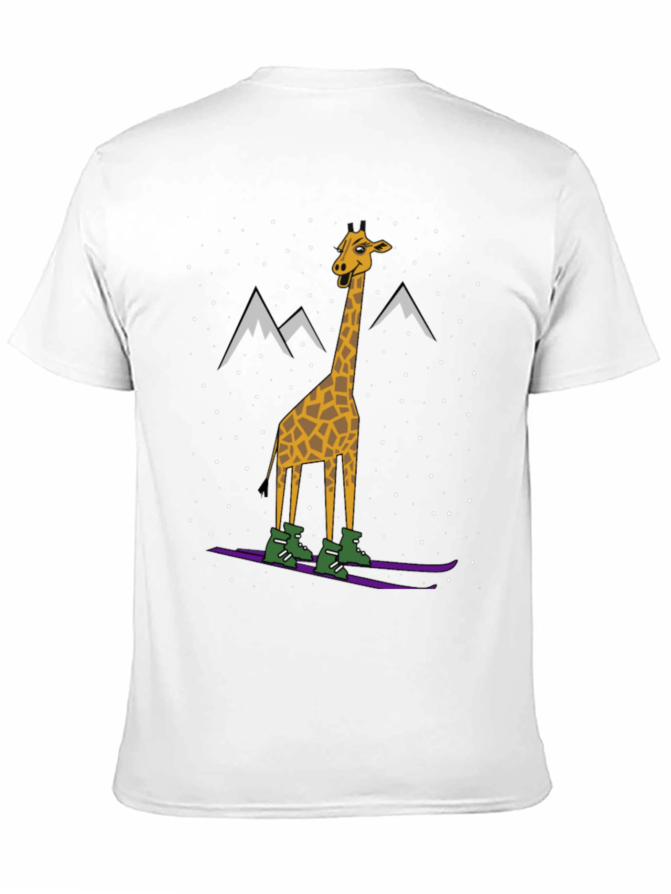Black Skiing Giraffe Graphic Tee - Unique Winter Holiday T-Shirt view 11