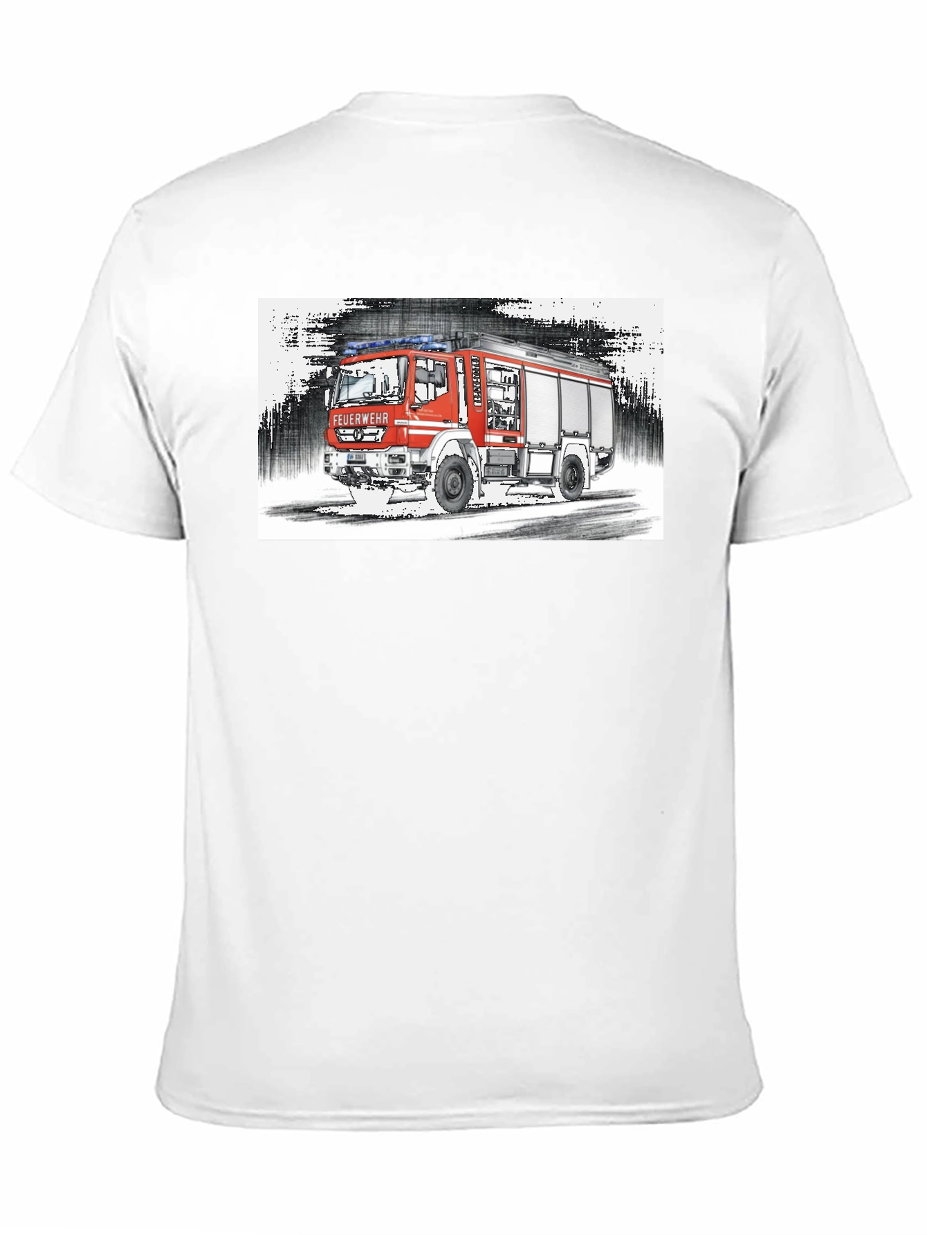 Black Fire Truck Graphic Tee - Black Cotton T-Shirt view 11