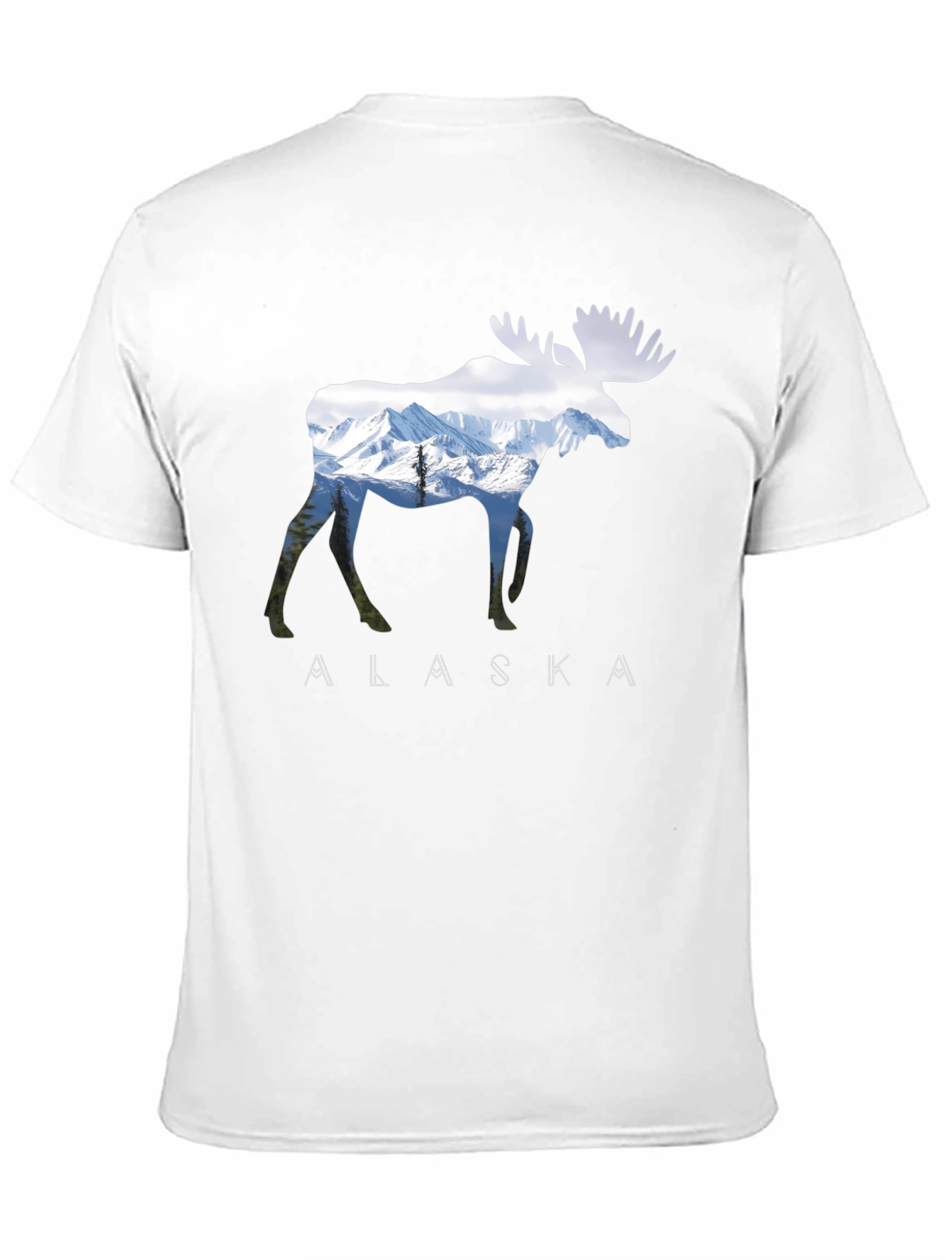 Black Alaska Moose Graphic Print T-Shirt view 11
