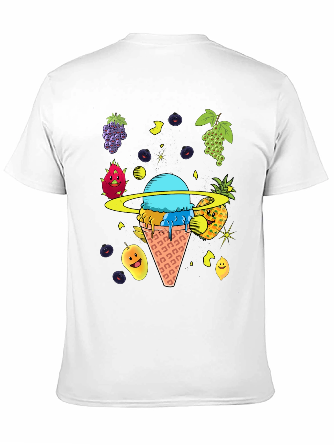 Black Fruit Ice Cream Planet Graphic T-Shirt view 11