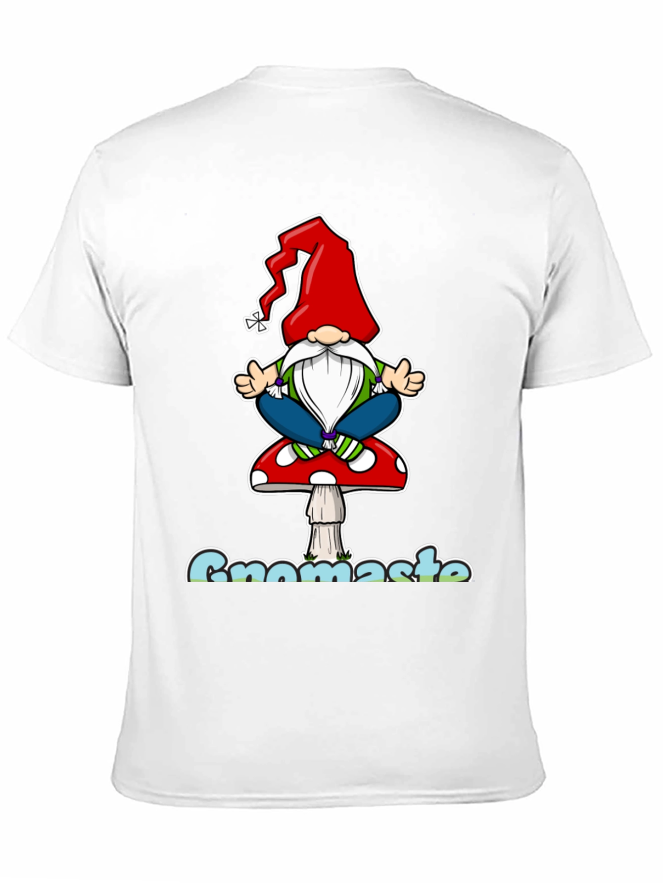 Black Gnomaste T-Shirt - Yoga Gnome on Mushroom view 11