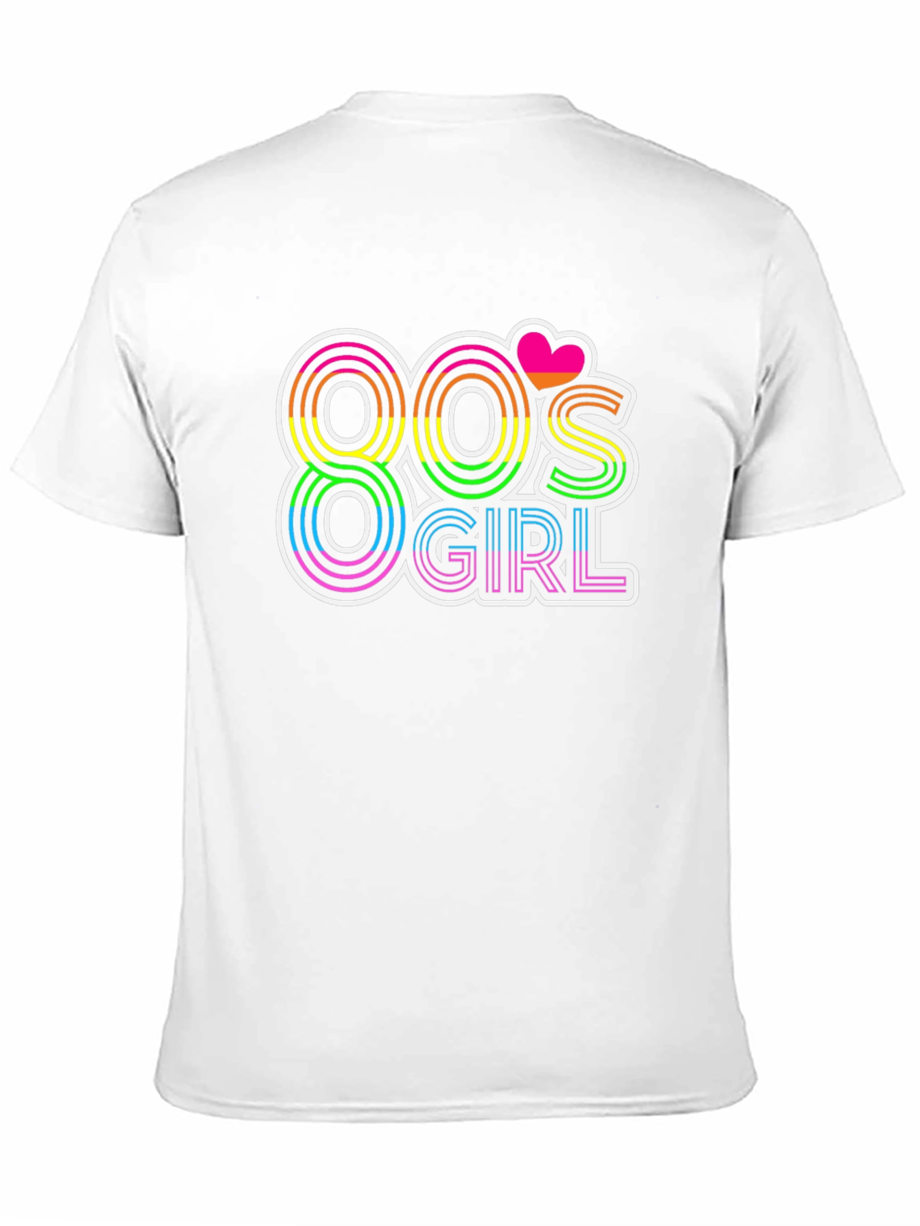 Black 80's Girl Retro T-Shirt - Rainbow Neon Design view 11
