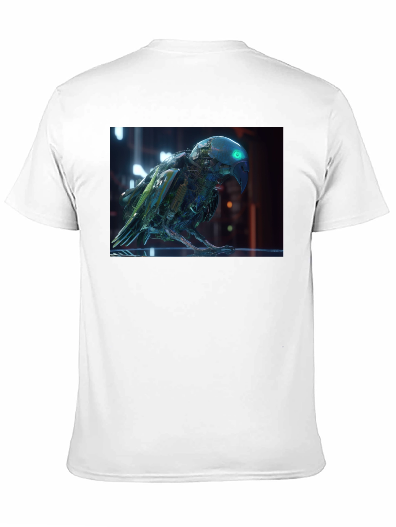 Black Cybernetic Parrot Graphic T-Shirt view 11