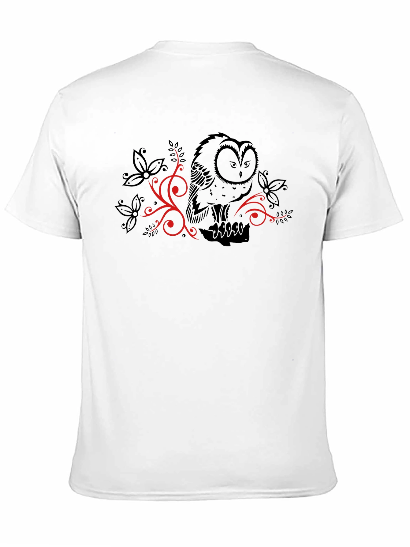 Black Owl Graphic Print T-Shirt - Casual Black Tee view 11