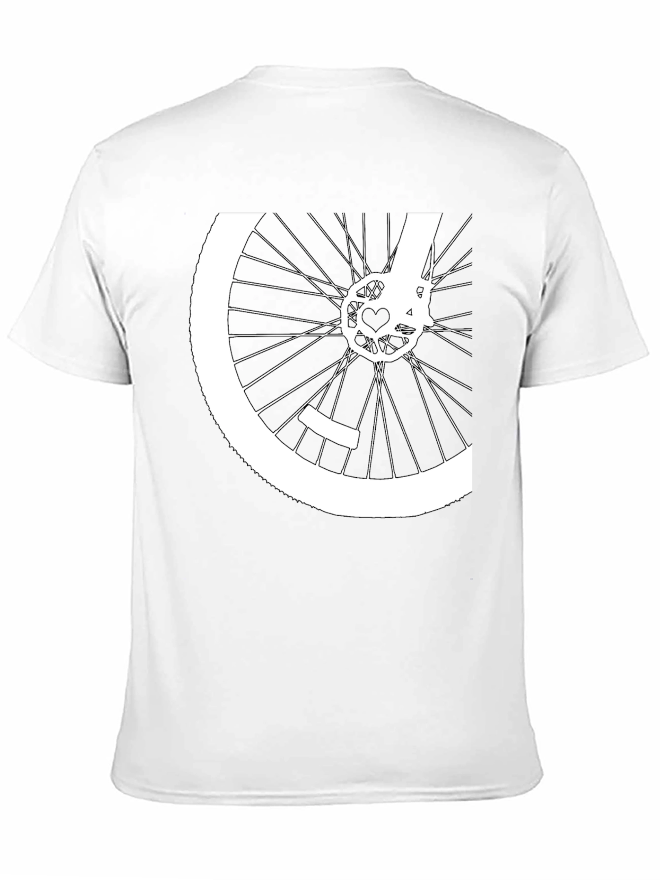 Black Bike Wheel Heart Graphic Tee - Black Cotton Blend view 11