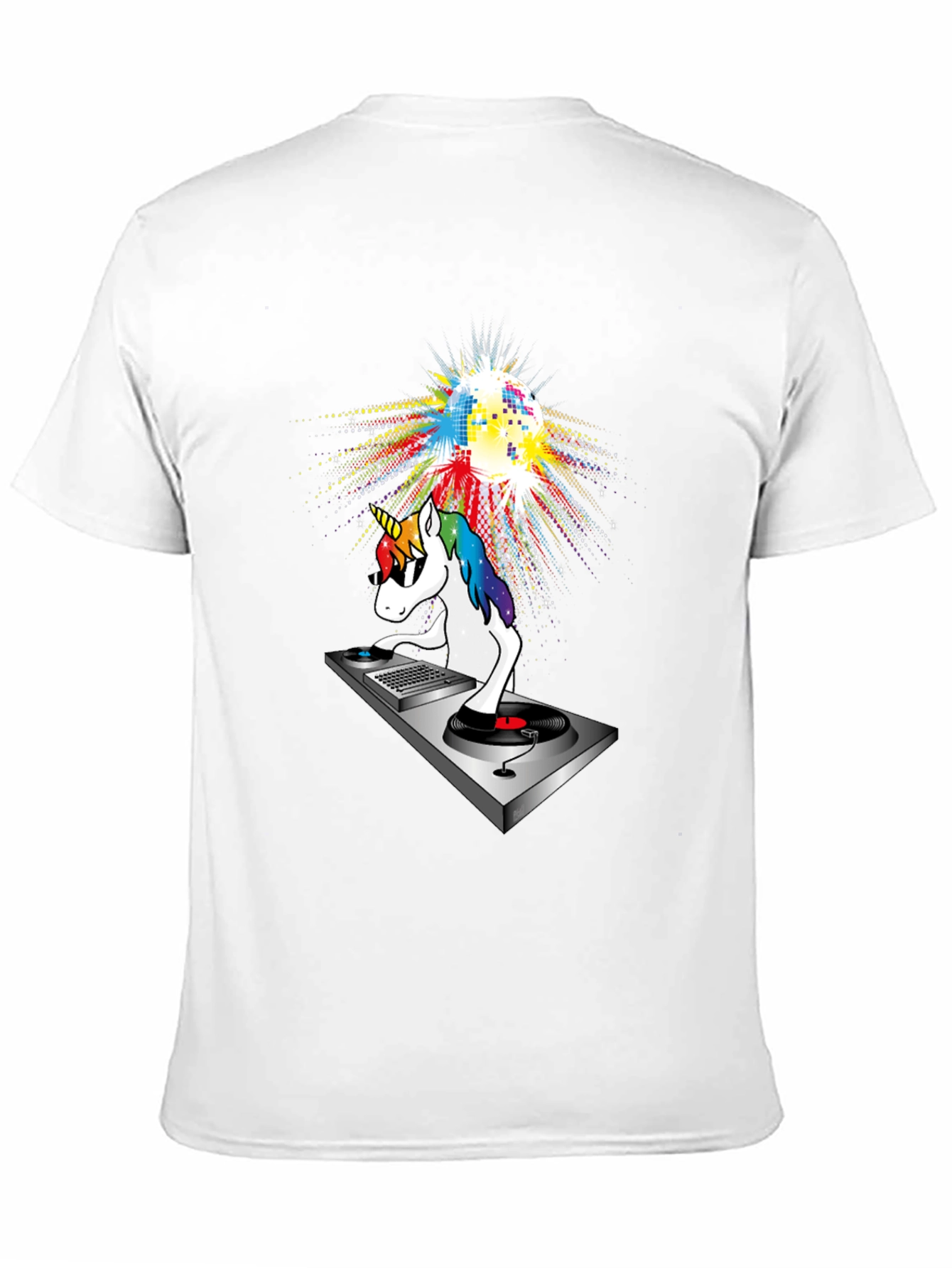 Black DJ Unicorn T-Shirt: Colorful Disco Party! view 11