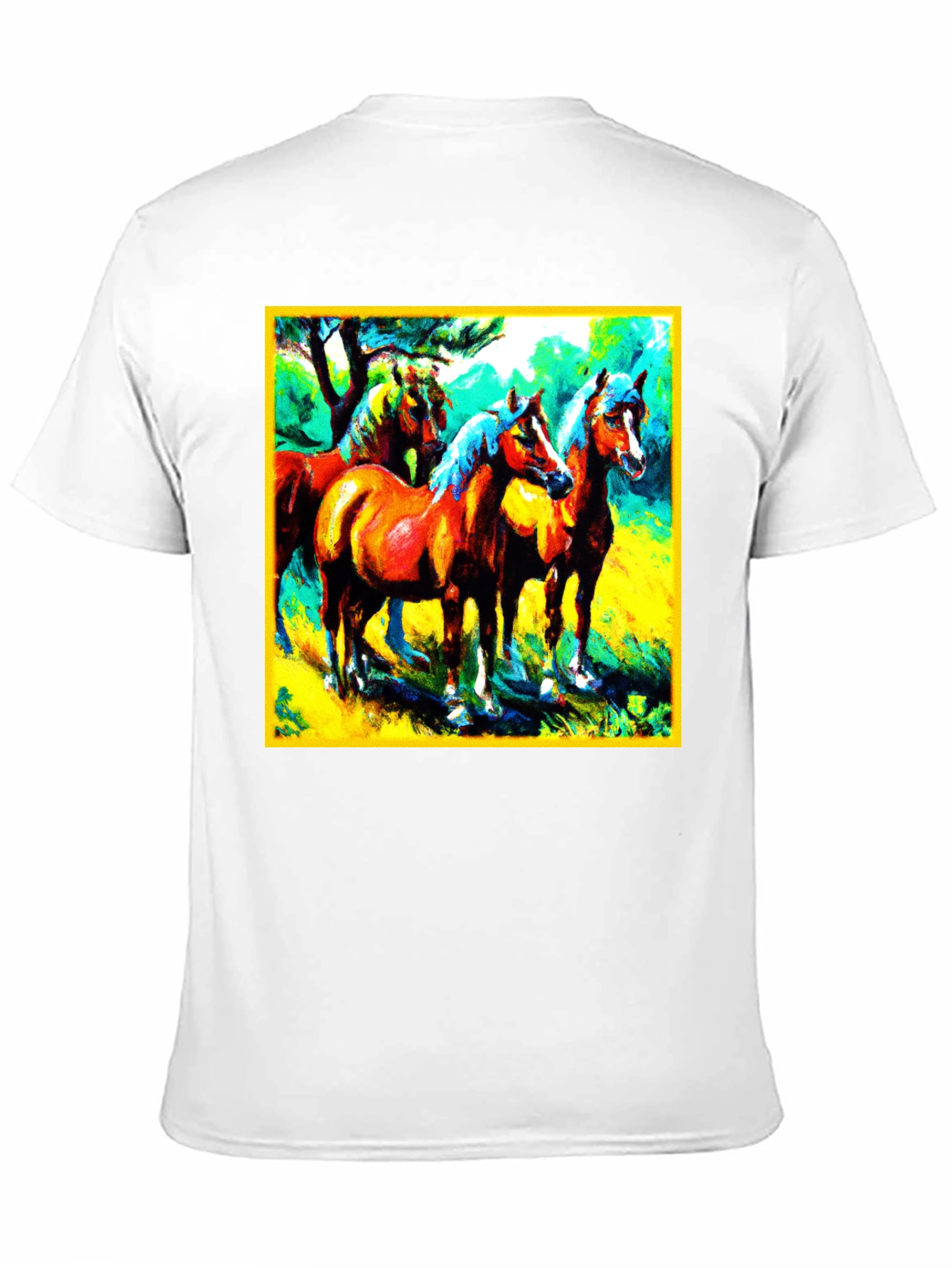 Black Horse Painting Graphic Tee - Men's Black T-Shirt view 11