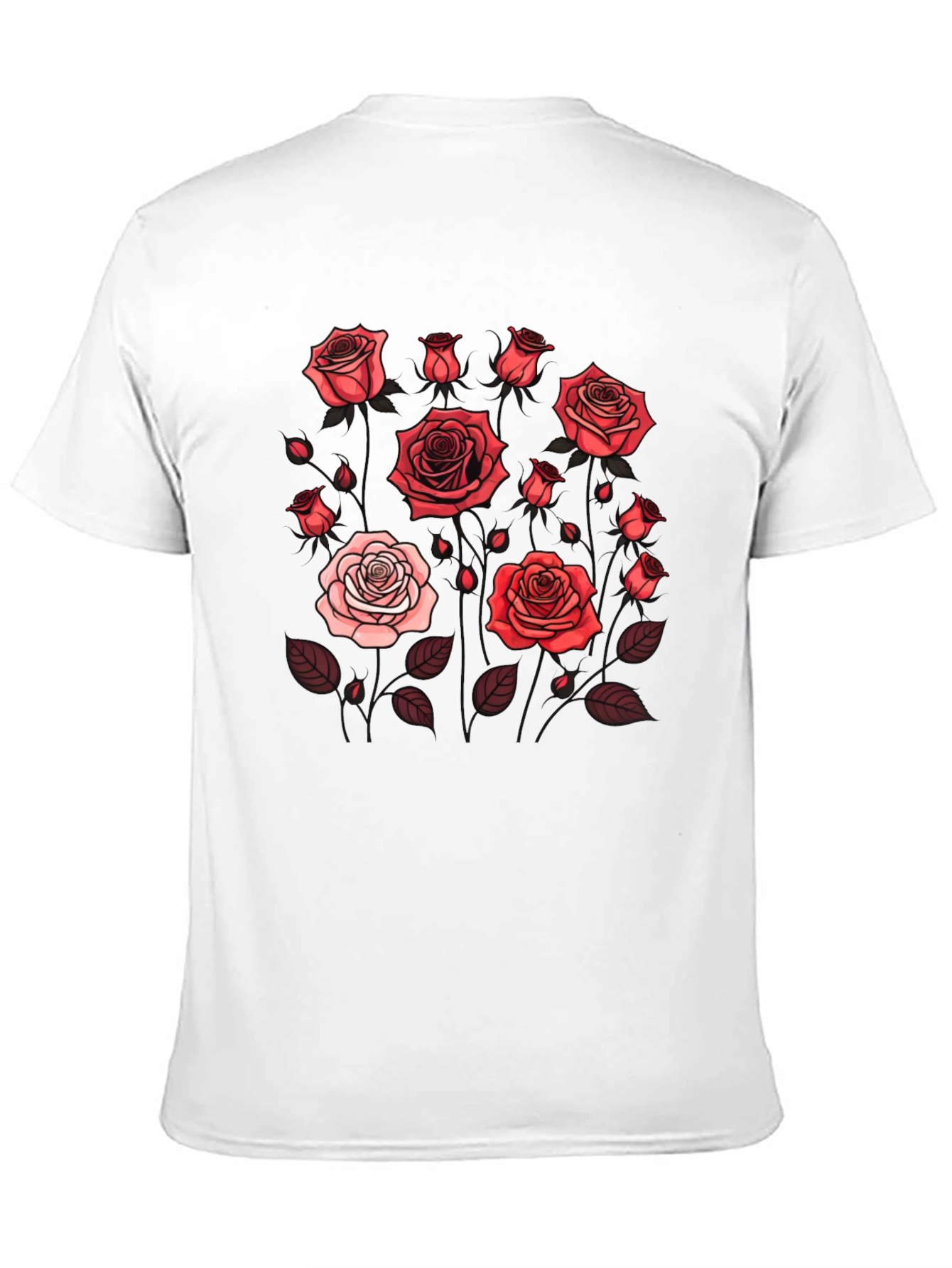 Black Floral Rose Print T-Shirt - Black view 11