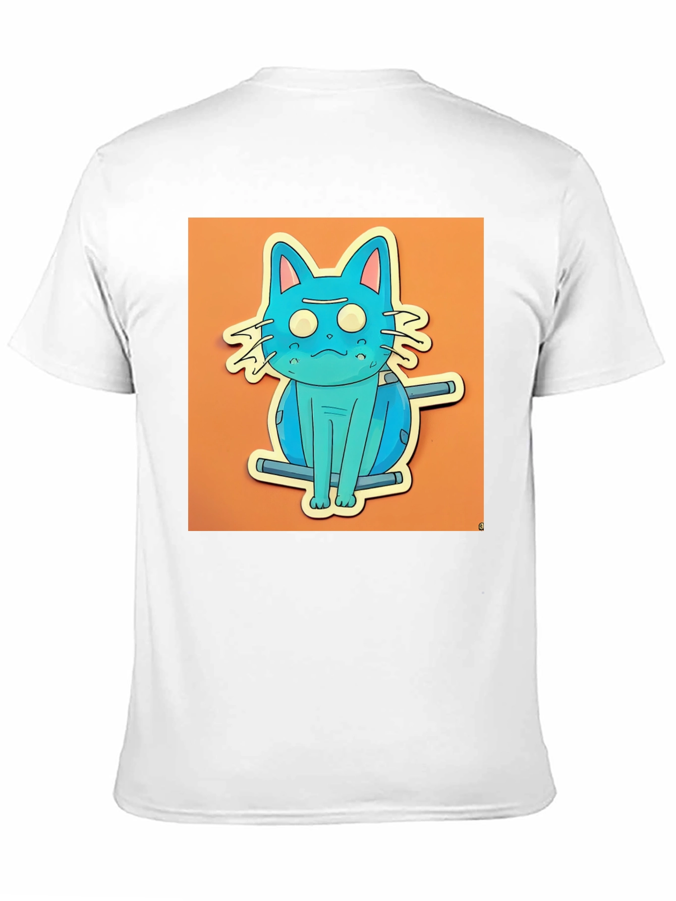 Black Blue Cat T-Shirt - Funky Cartoon Style view 11