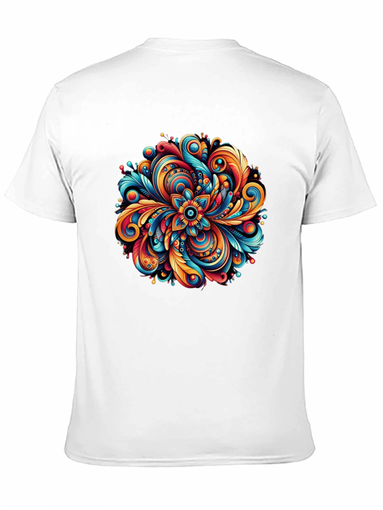 Black Vibrant Floral Mandala Graphic Tee - Black Cotton Comfort view 11