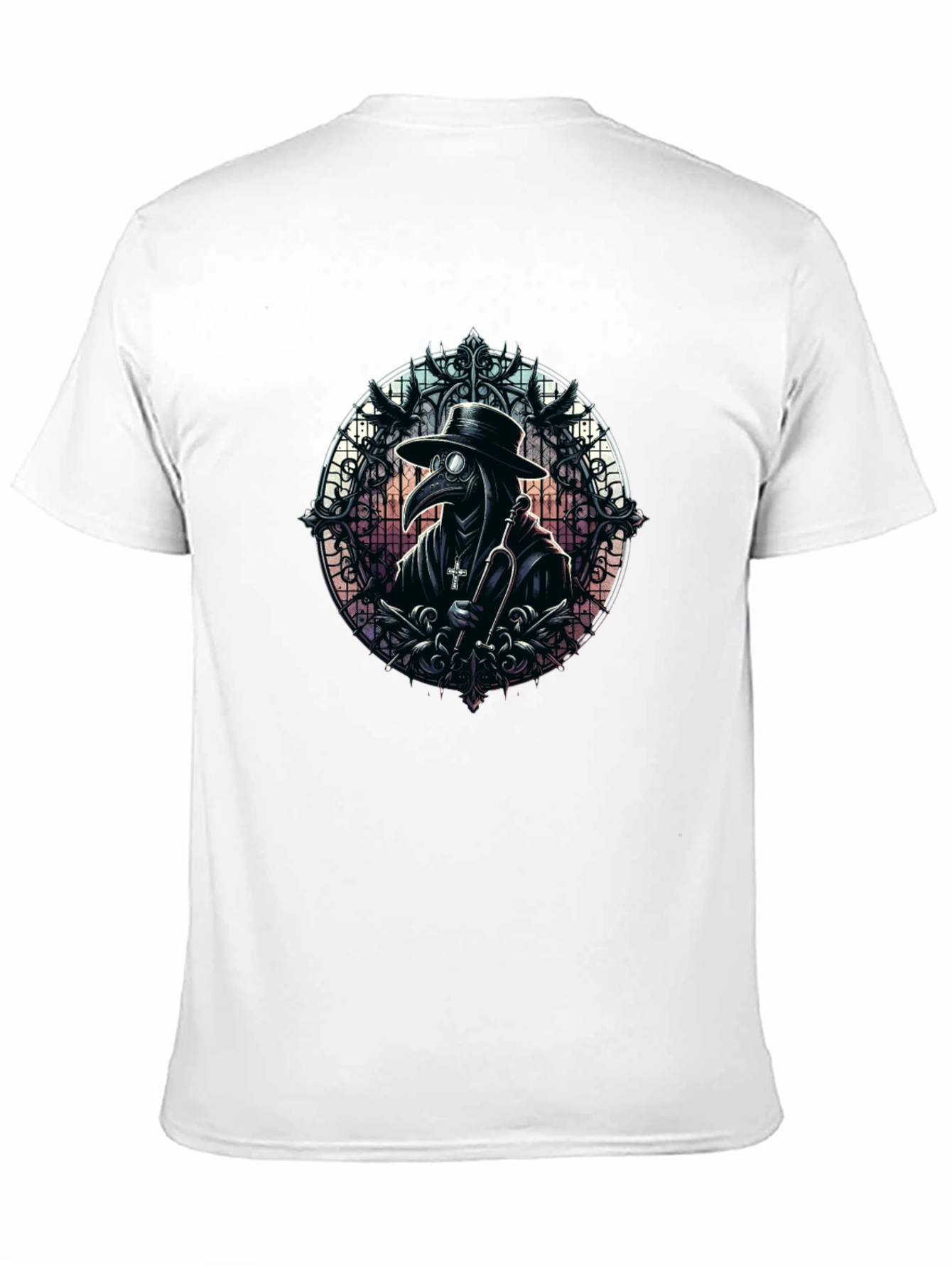 Black Plague Doctor Graphic Tee - Gothic Style view 11