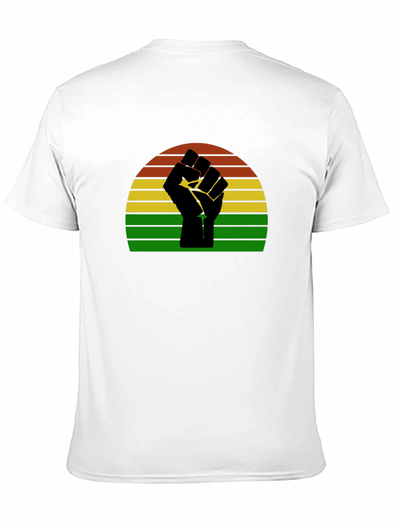 Black Black Power Fist T-Shirt - Retro Sunset Design view 11