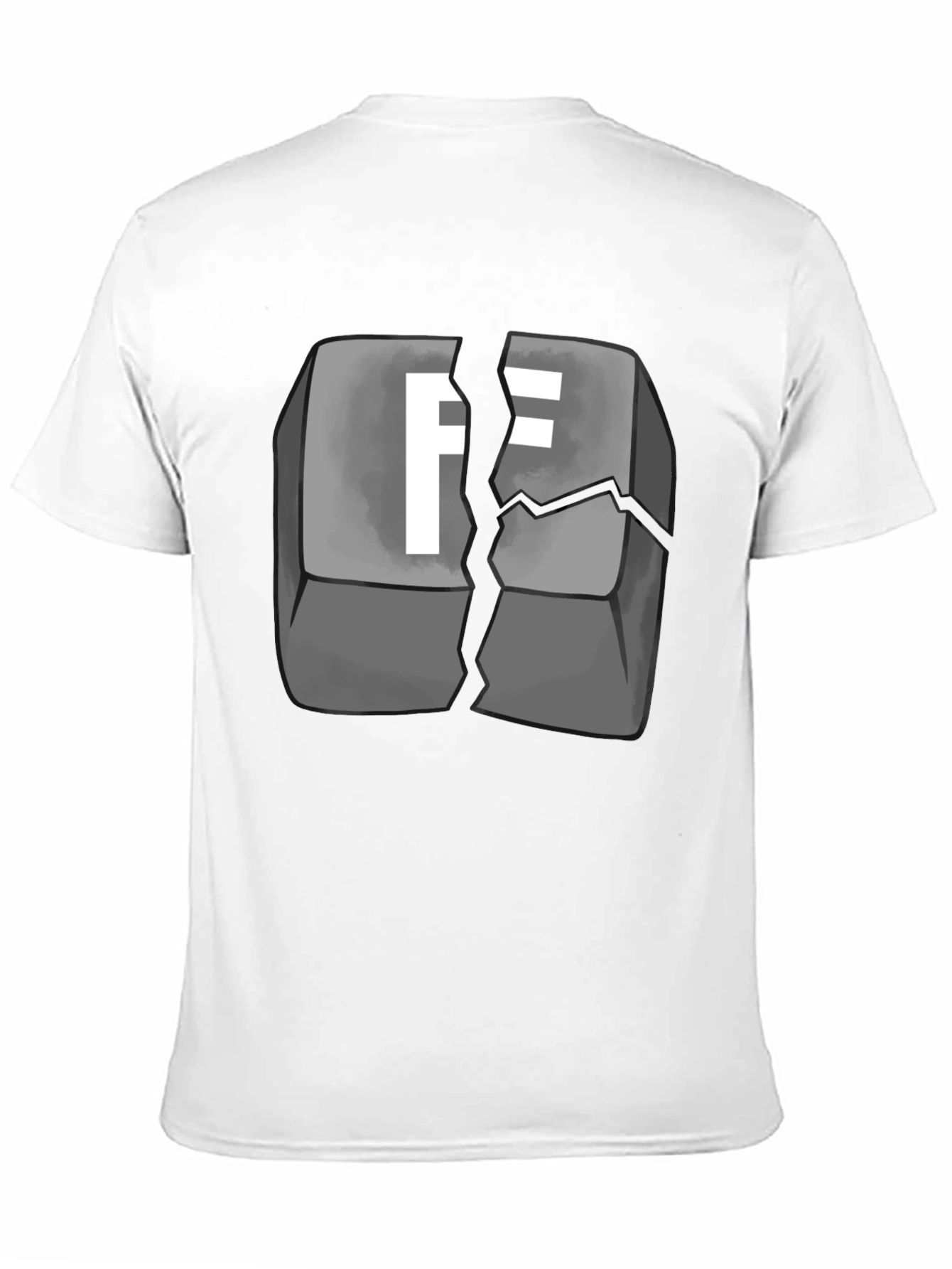 Black Cracked Keyboard Key F Graphic T-Shirt view 11