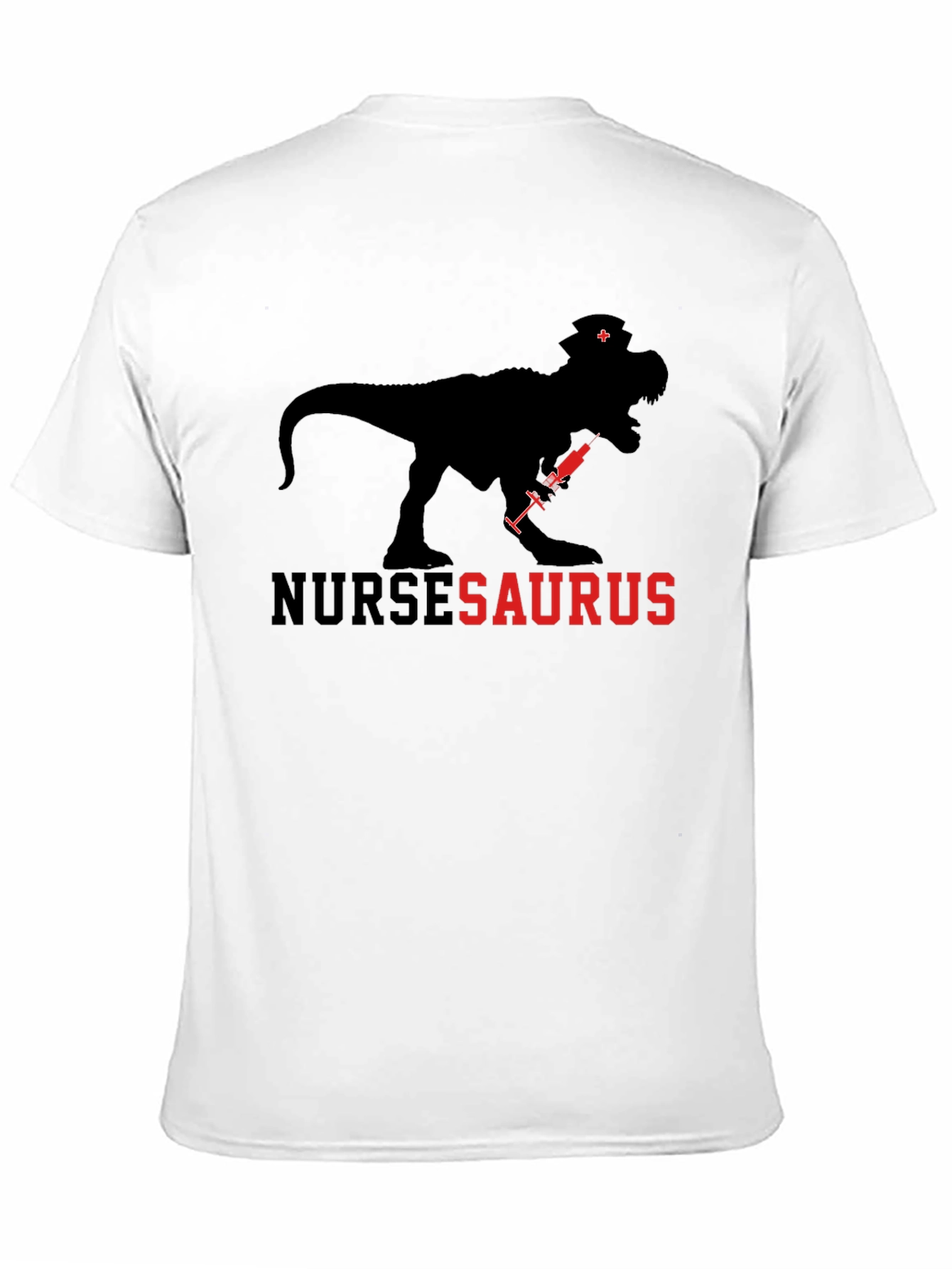 Black NurseSaurus T-Shirt: Dinosaur Nurse Tee view 11