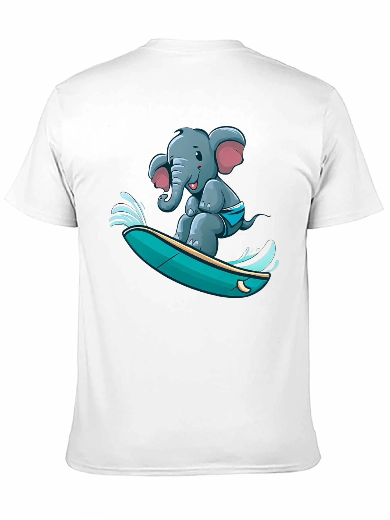 Black Surfing Elephant T-Shirt - Unique Cartoon Design view 11
