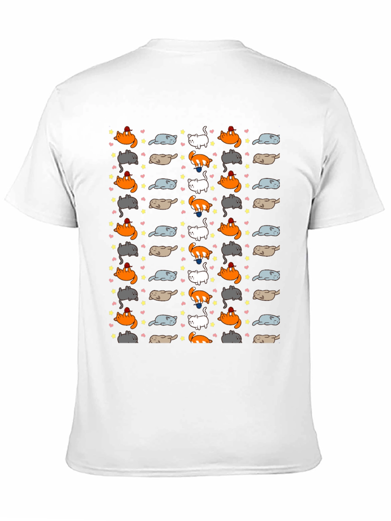 Black Cat Pattern Black T-Shirt view 11