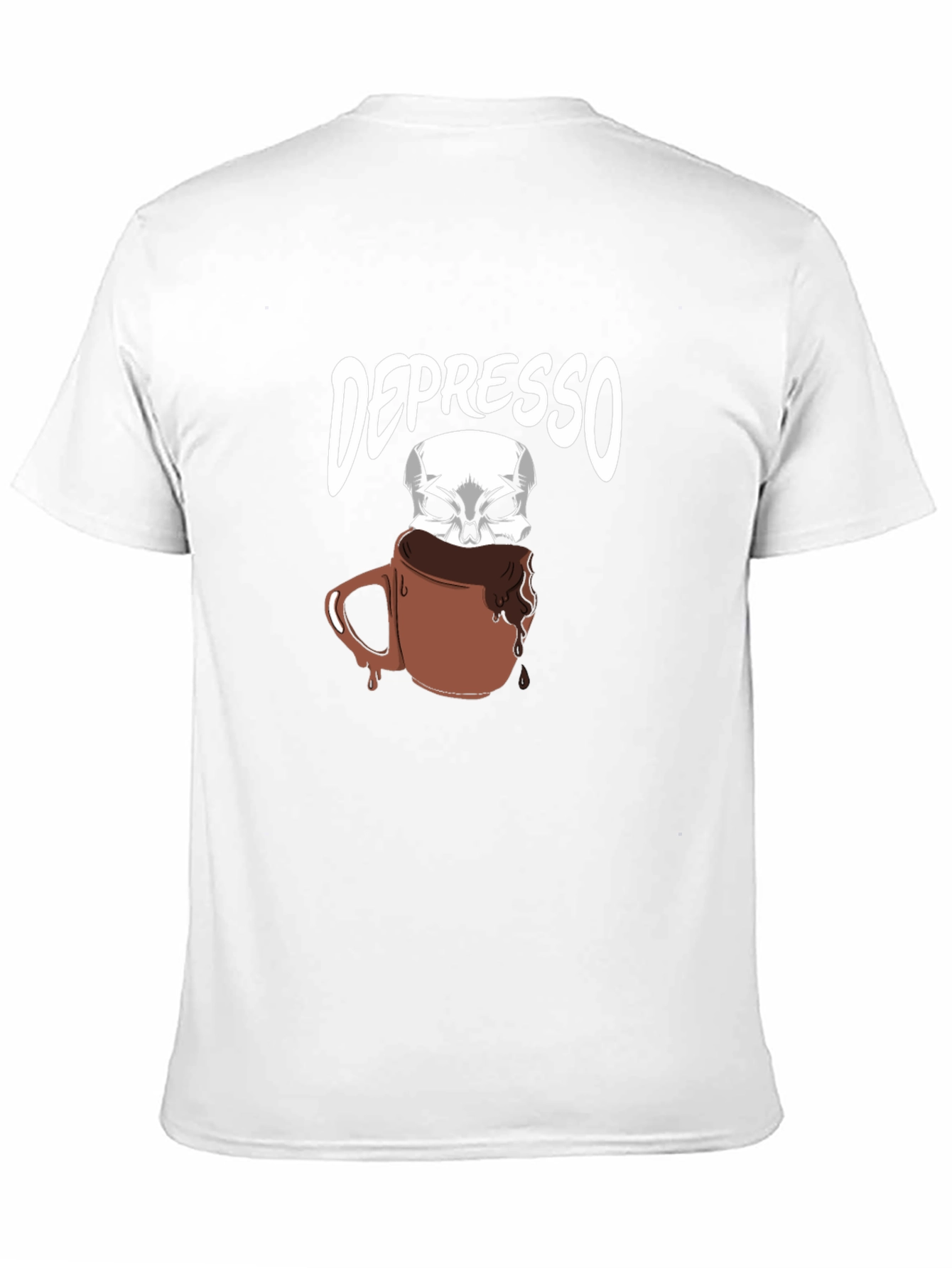 Black Depresso T-Shirt - Funny Skull Coffee Design view 11