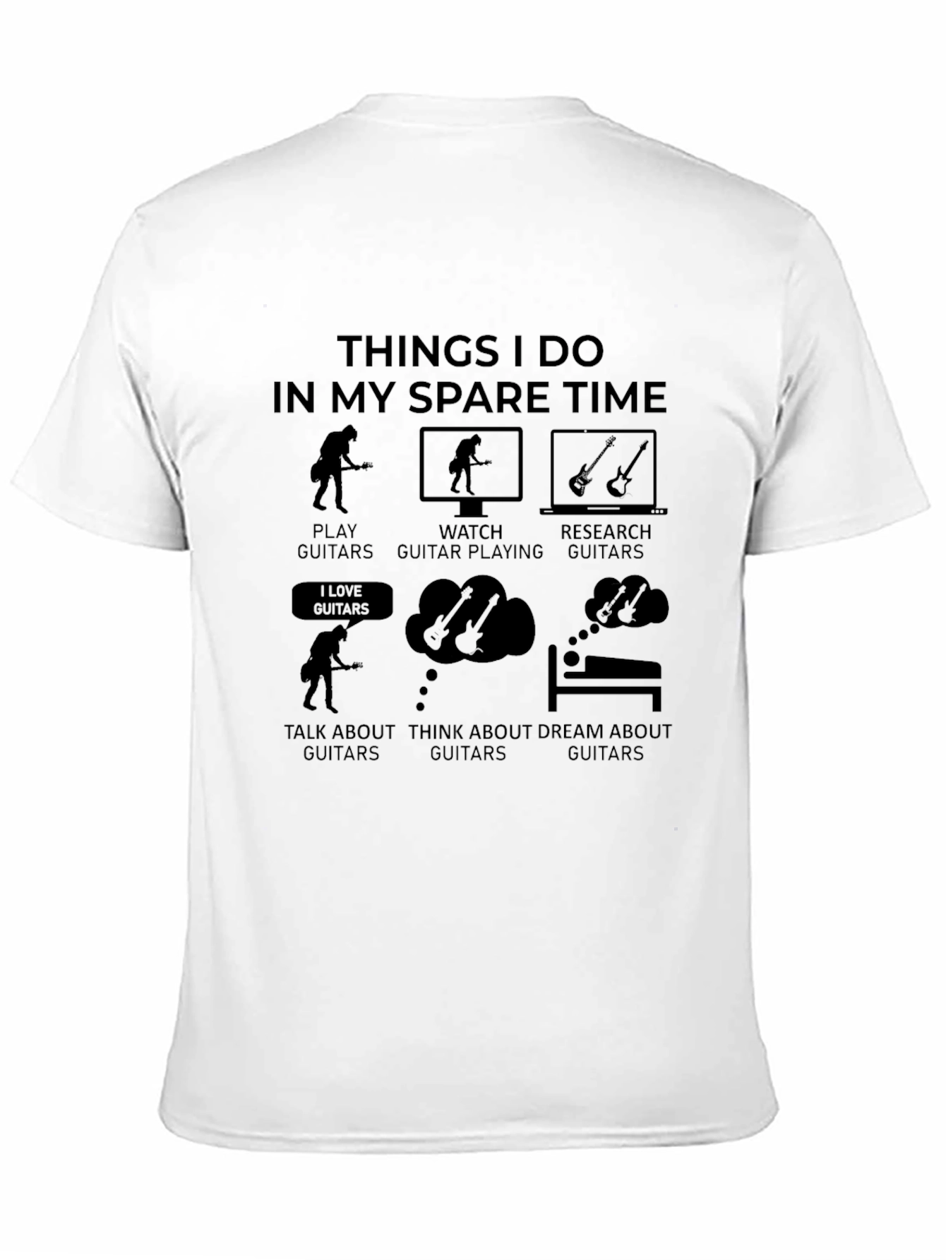 Black Guitar Lover T-Shirt: Spare Time Hobbies Tee view 11