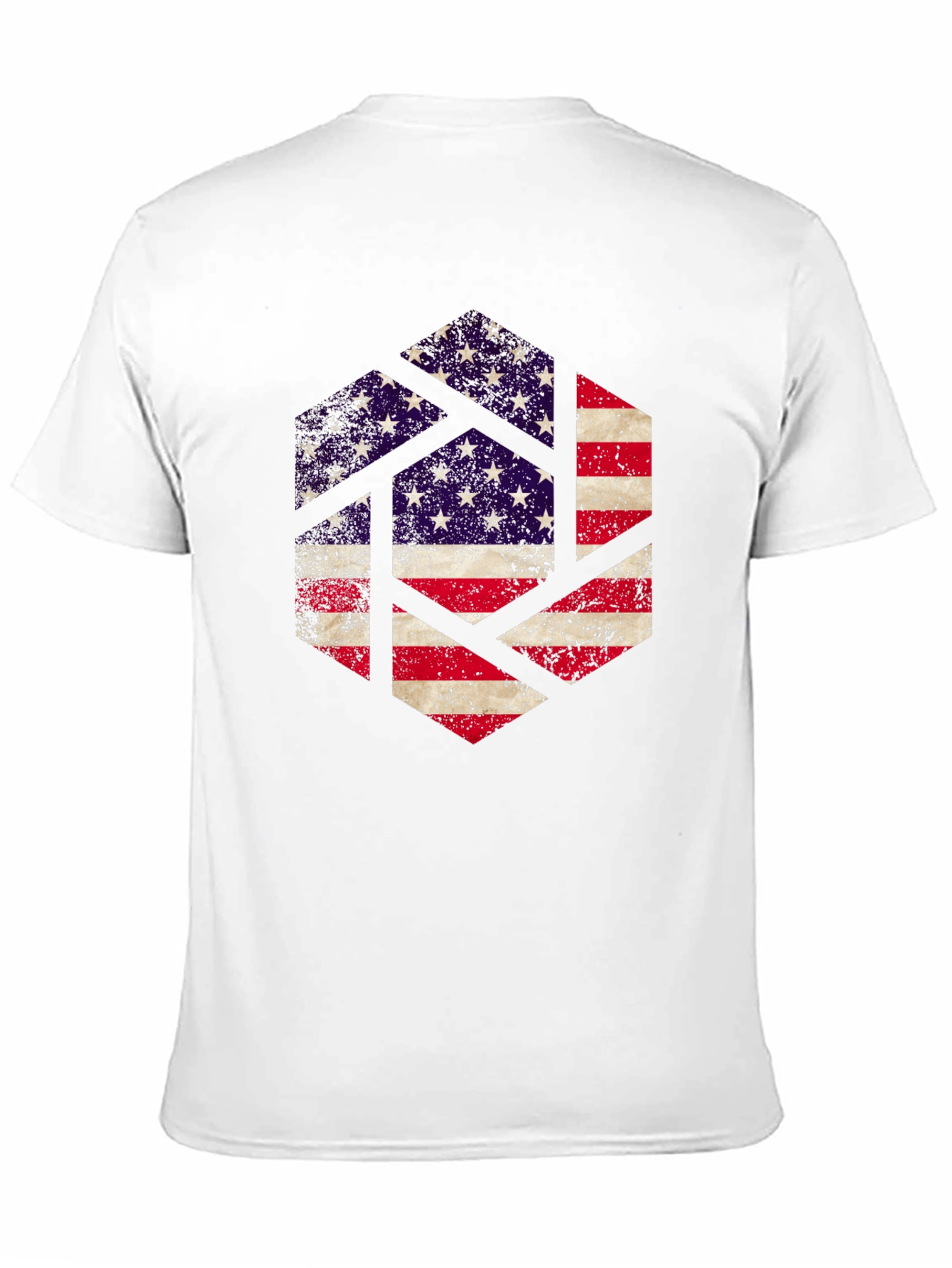 Black American Flag Hexagon Graphic Tee - Patriotic Design view 11