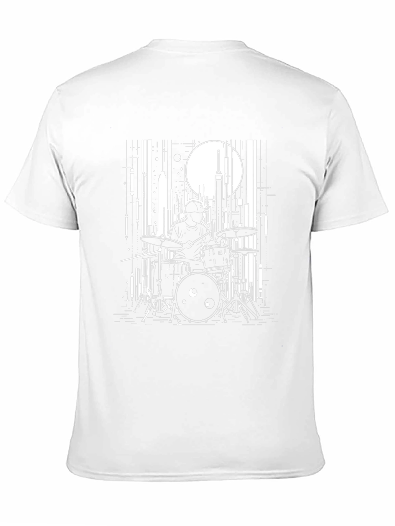 Black Drummer Cityscape Graphic Tee - Black Cotton T-Shirt view 11