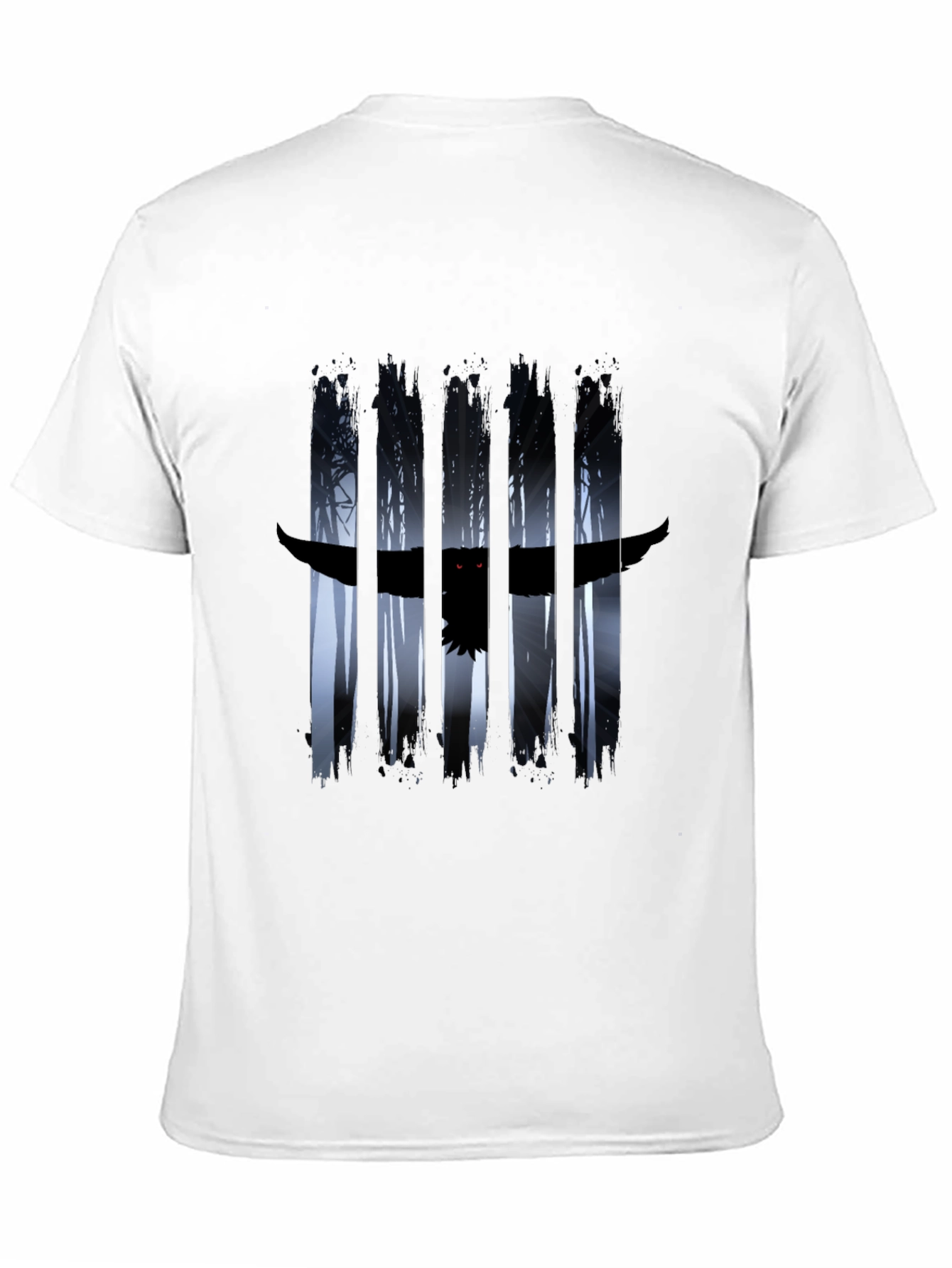 Black Owl Forest Graphic Black T-Shirt view 11