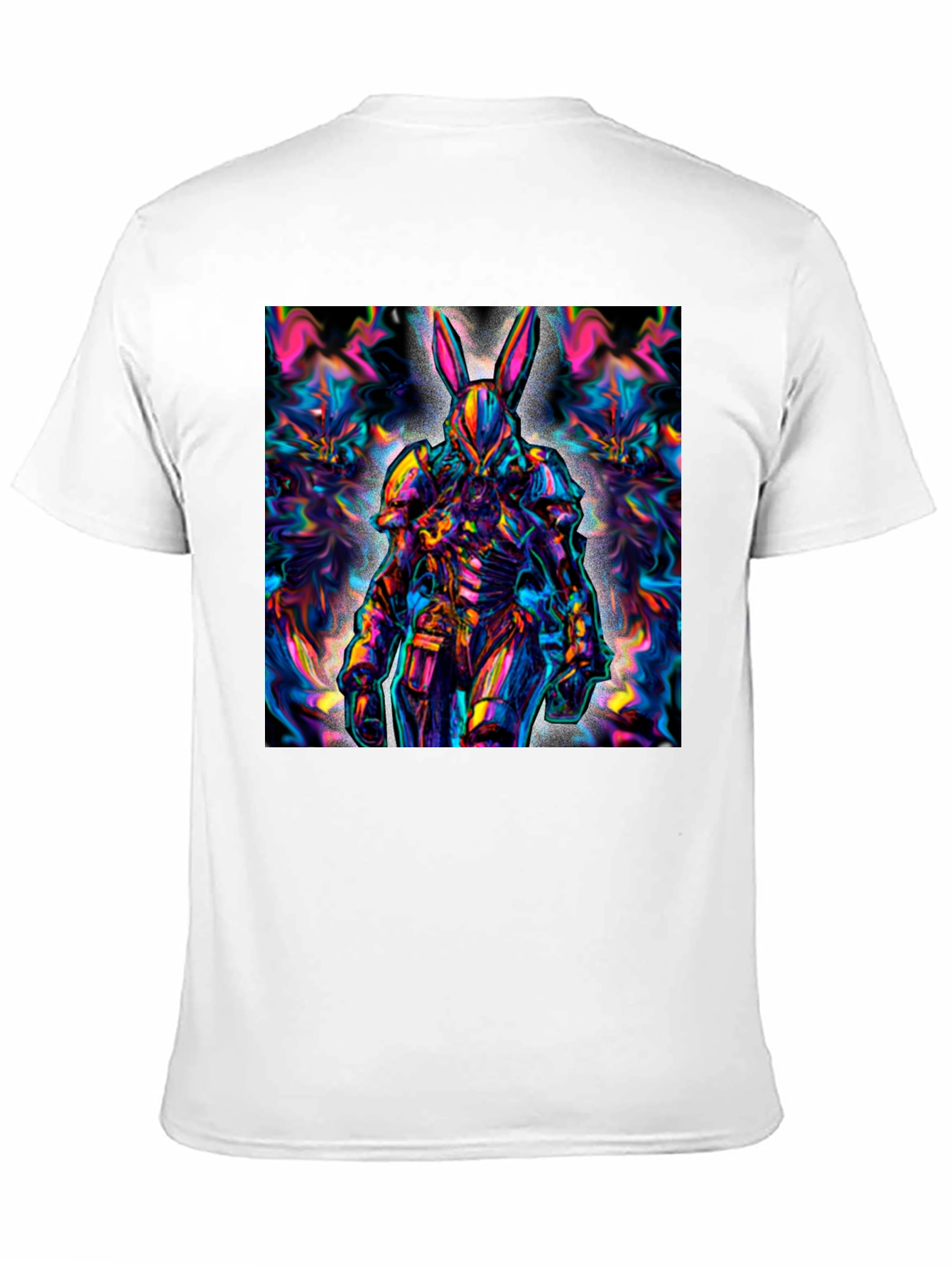 Black Psychedelic Rabbit Warrior Black T-Shirt view 11