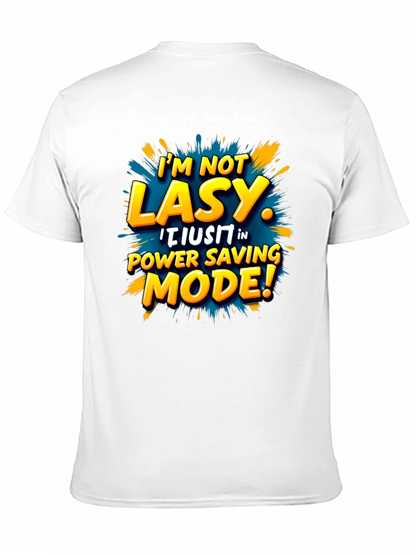 Black Funny Power Saving Mode T-Shirt - Novelty Lazy Joke Tee view 11