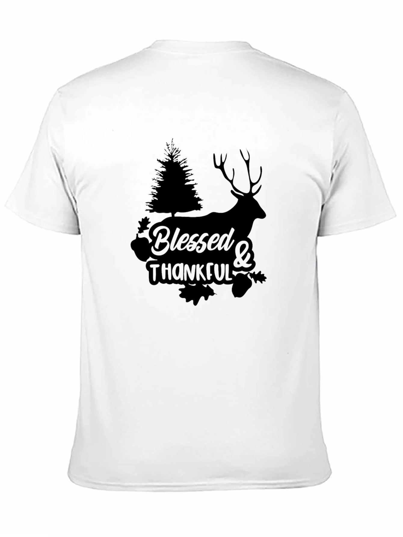 Black Blessed & Thankful Deer Graphic Tee - Black view 11