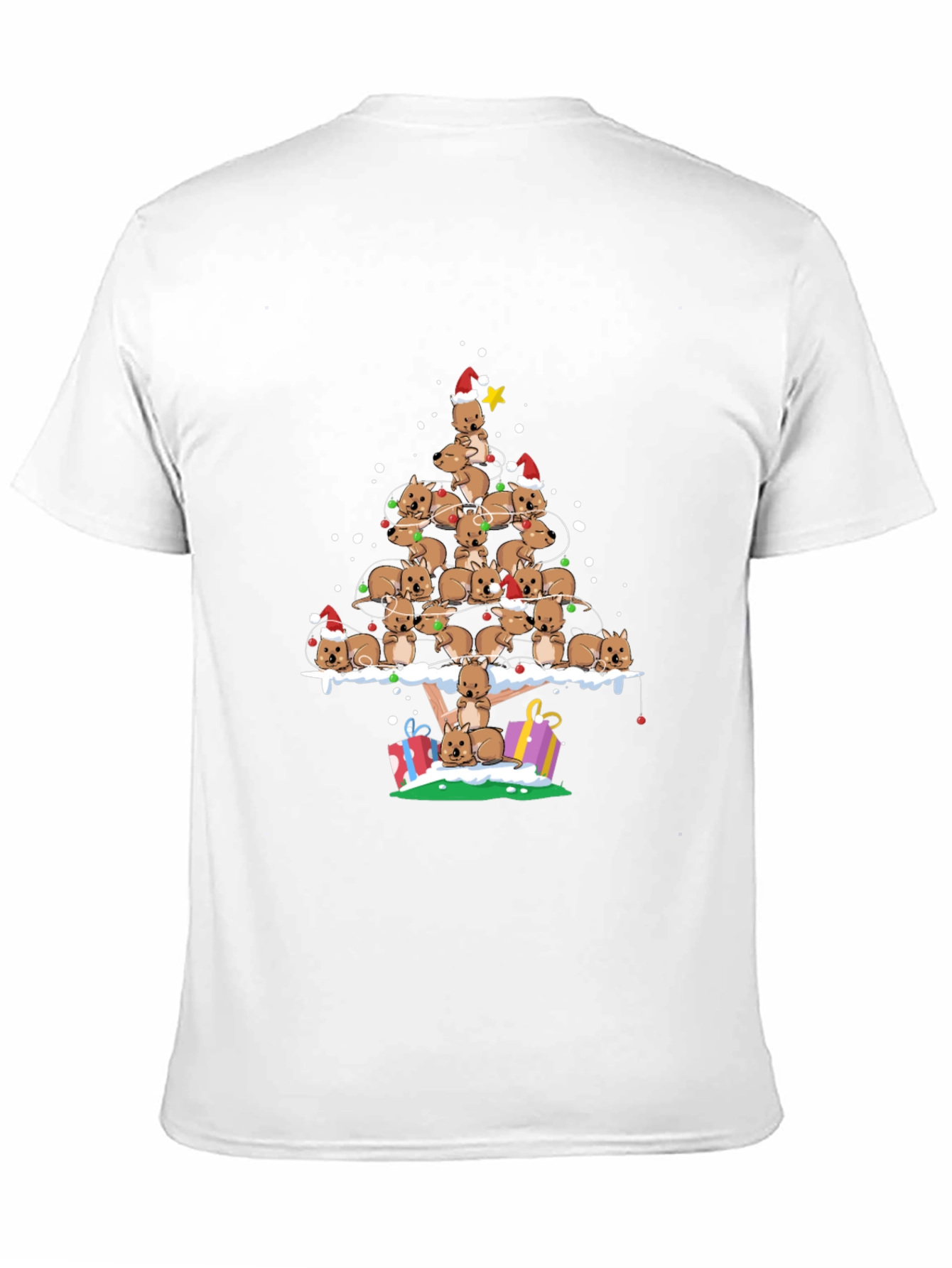 Black Wombat Christmas Tree T-Shirt - Festive Holiday Apparel view 11