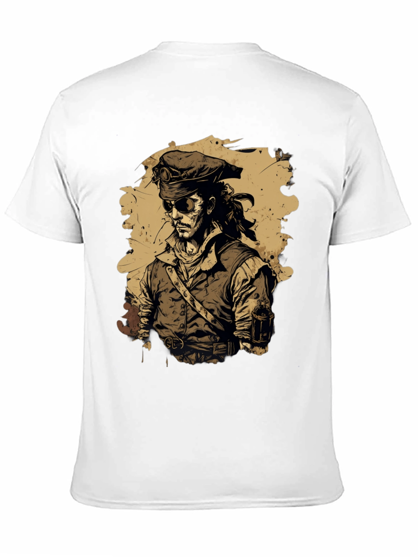 Black Steampunk Pirate Graphic T-Shirt view 11
