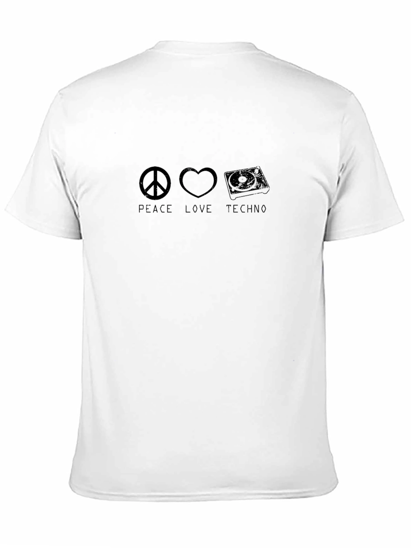 Black Peace Love Techno Black T-Shirt view 11