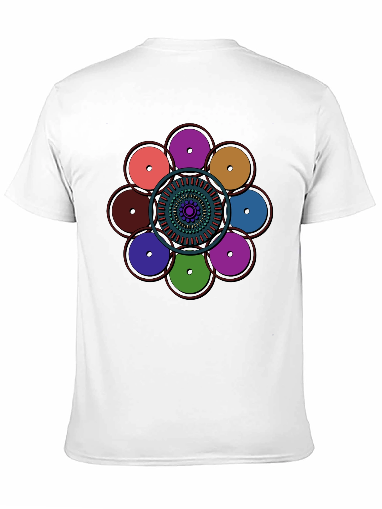 Black Geometric Circle Design Black T-Shirt view 11