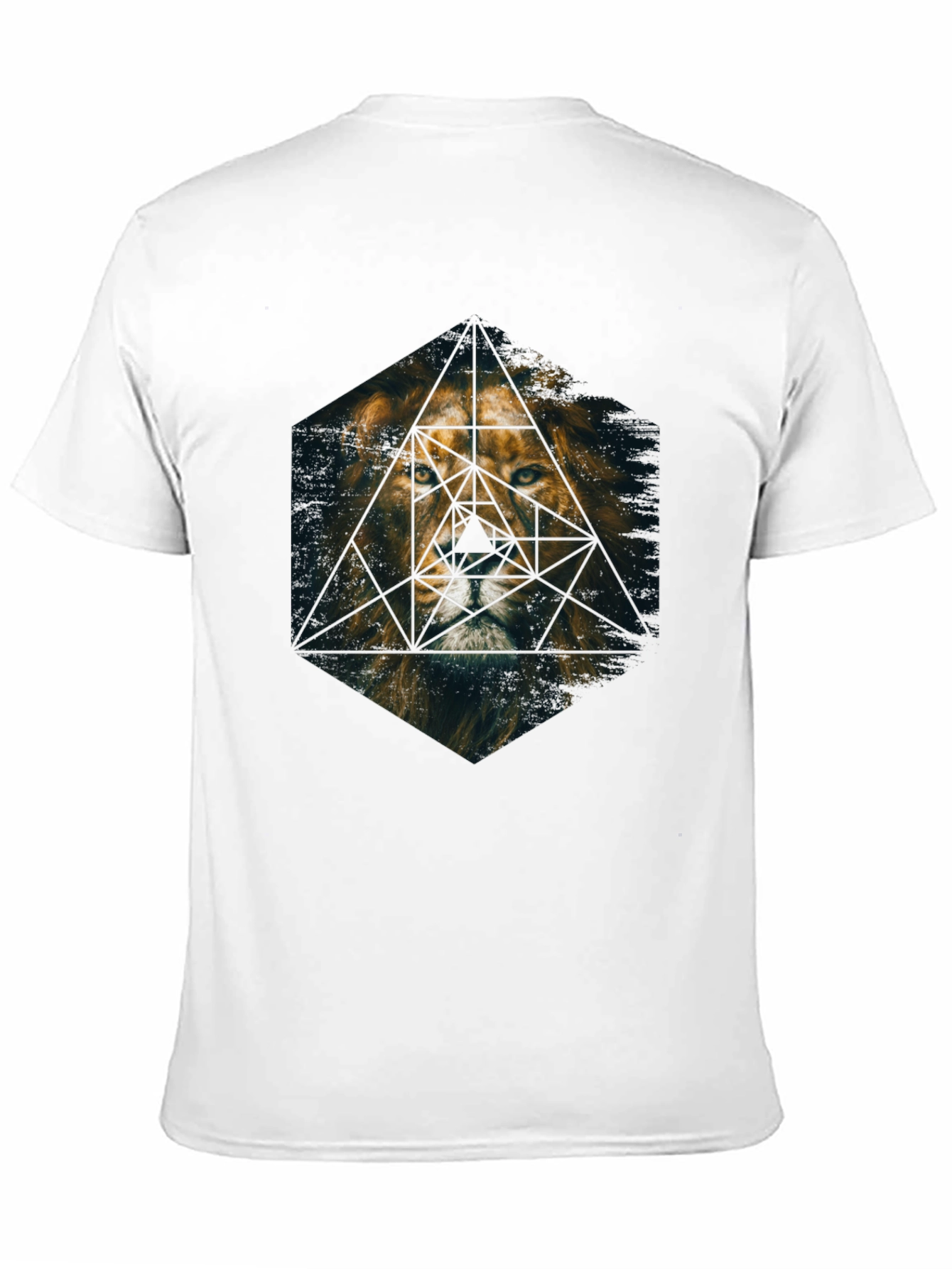 Black Geometric Lion Graphic Print Tee - Premium Men's T-Shirt view 11