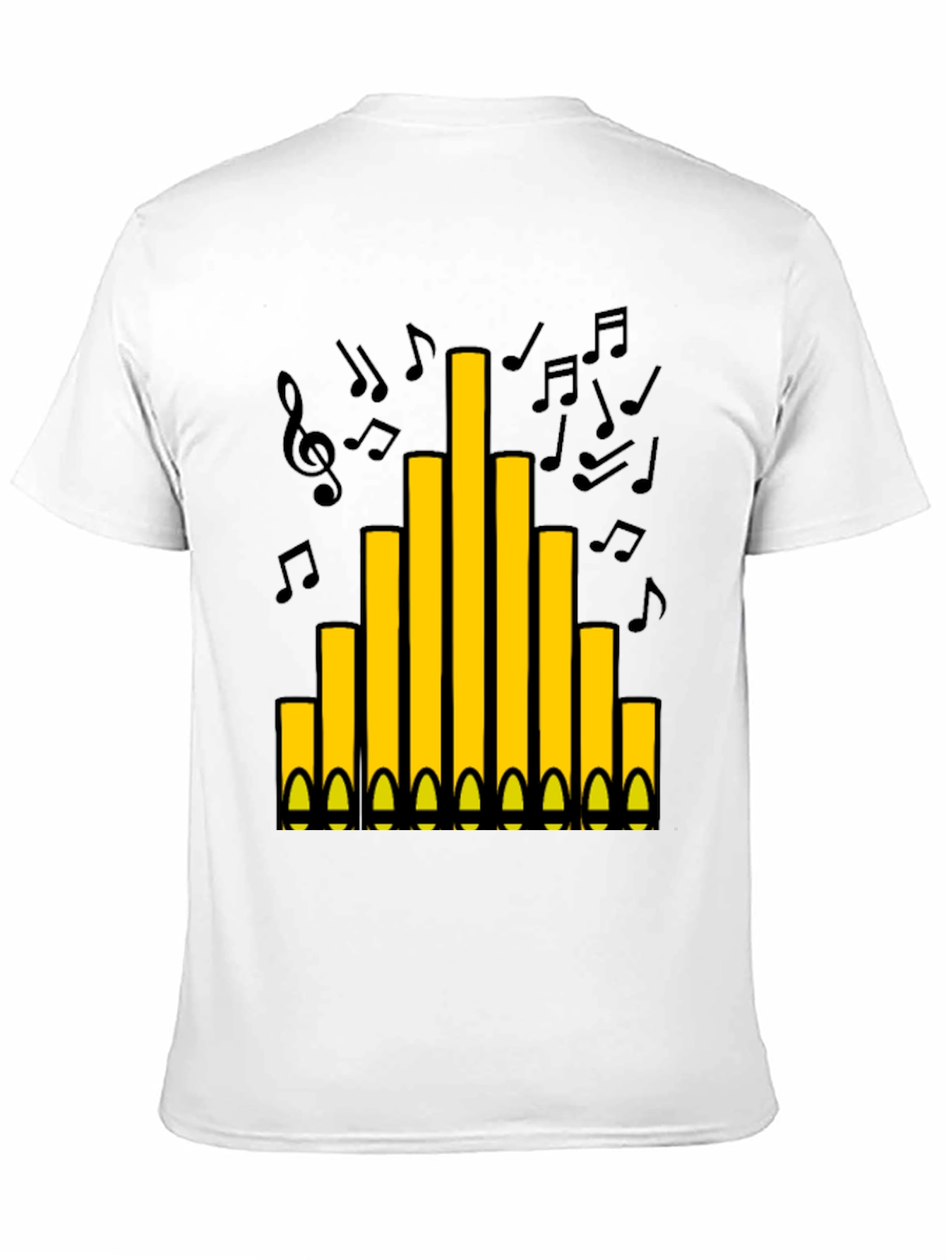 Black Organ Pipe Music Notes Graphic T-Shirt view 11