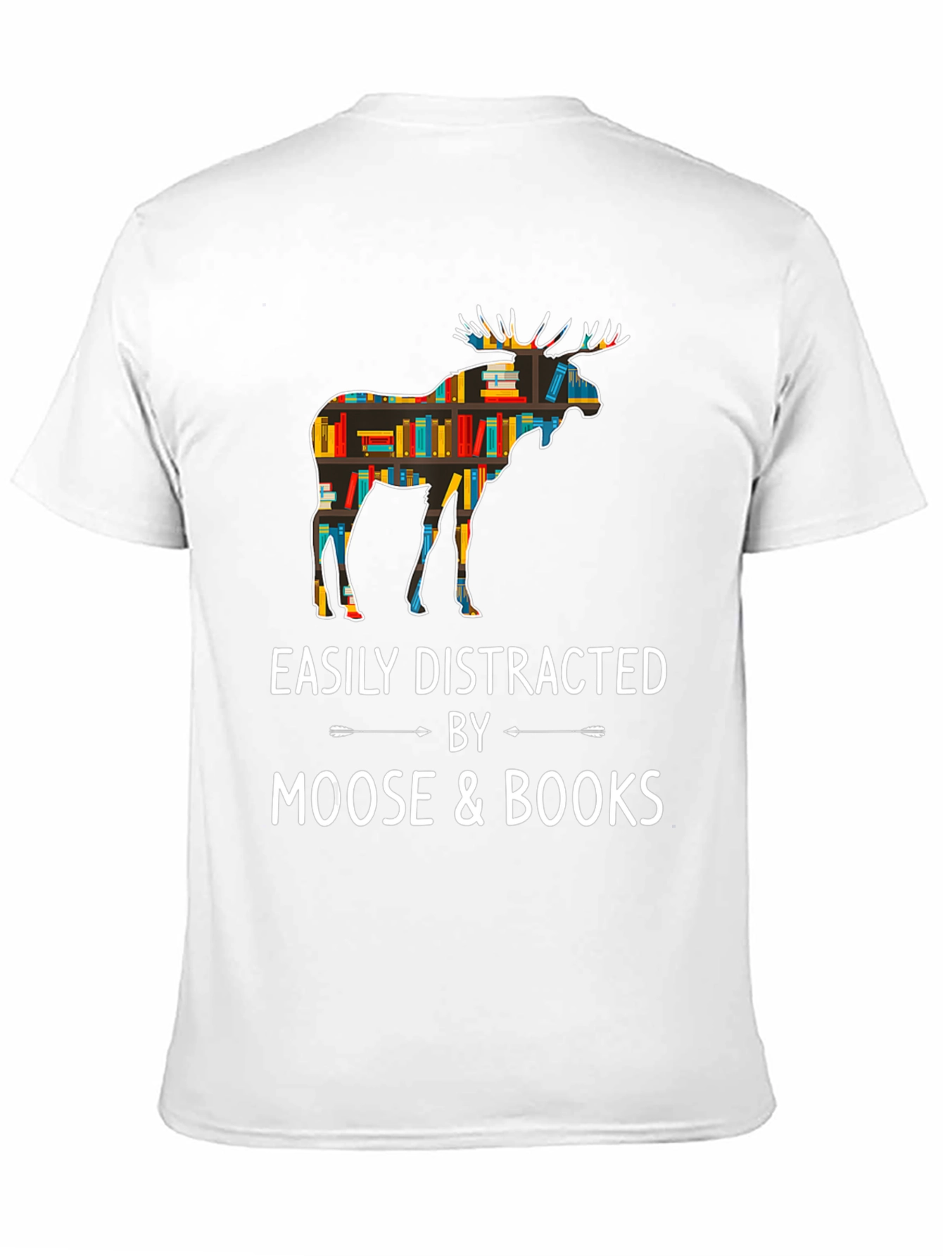 Black Easily Distracted by Moose and Books T-Shirt view 11