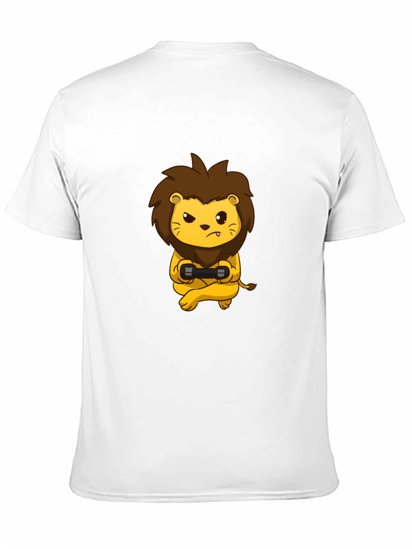Black Gamer Lion Graphic T-Shirt - Black Cotton Tee view 11
