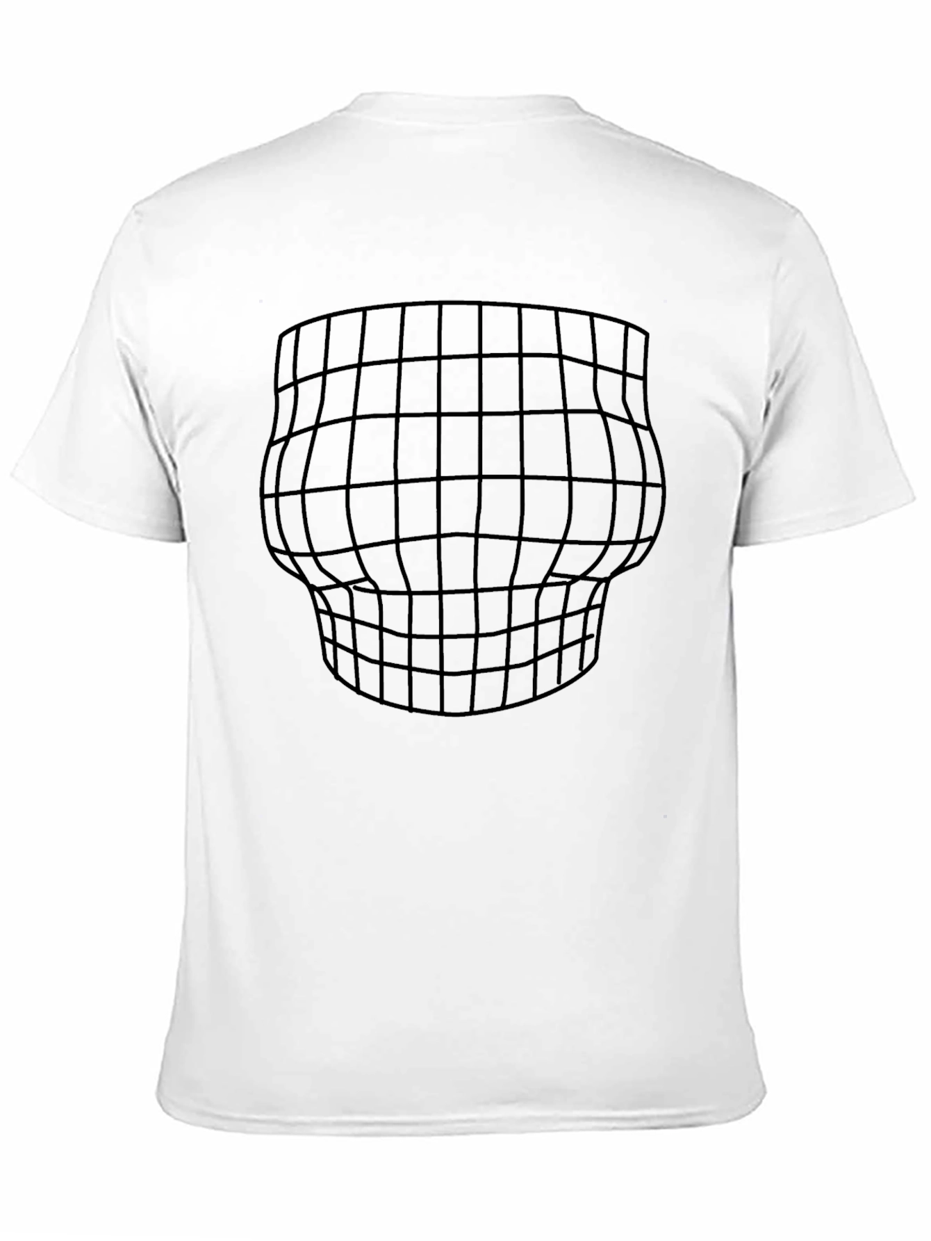Black Optical Illusion Grid Tee - Funny Distorted Body Black T-Shirt view 11