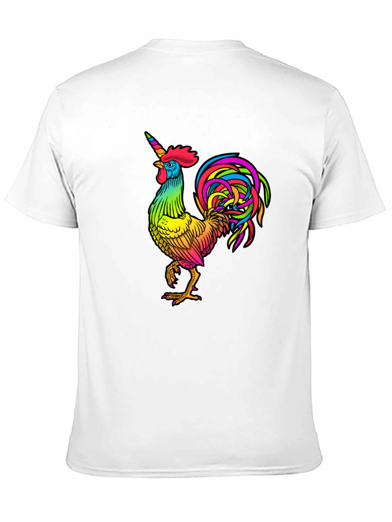 Black Rainbow Unicorn Rooster Graphic Tee view 11