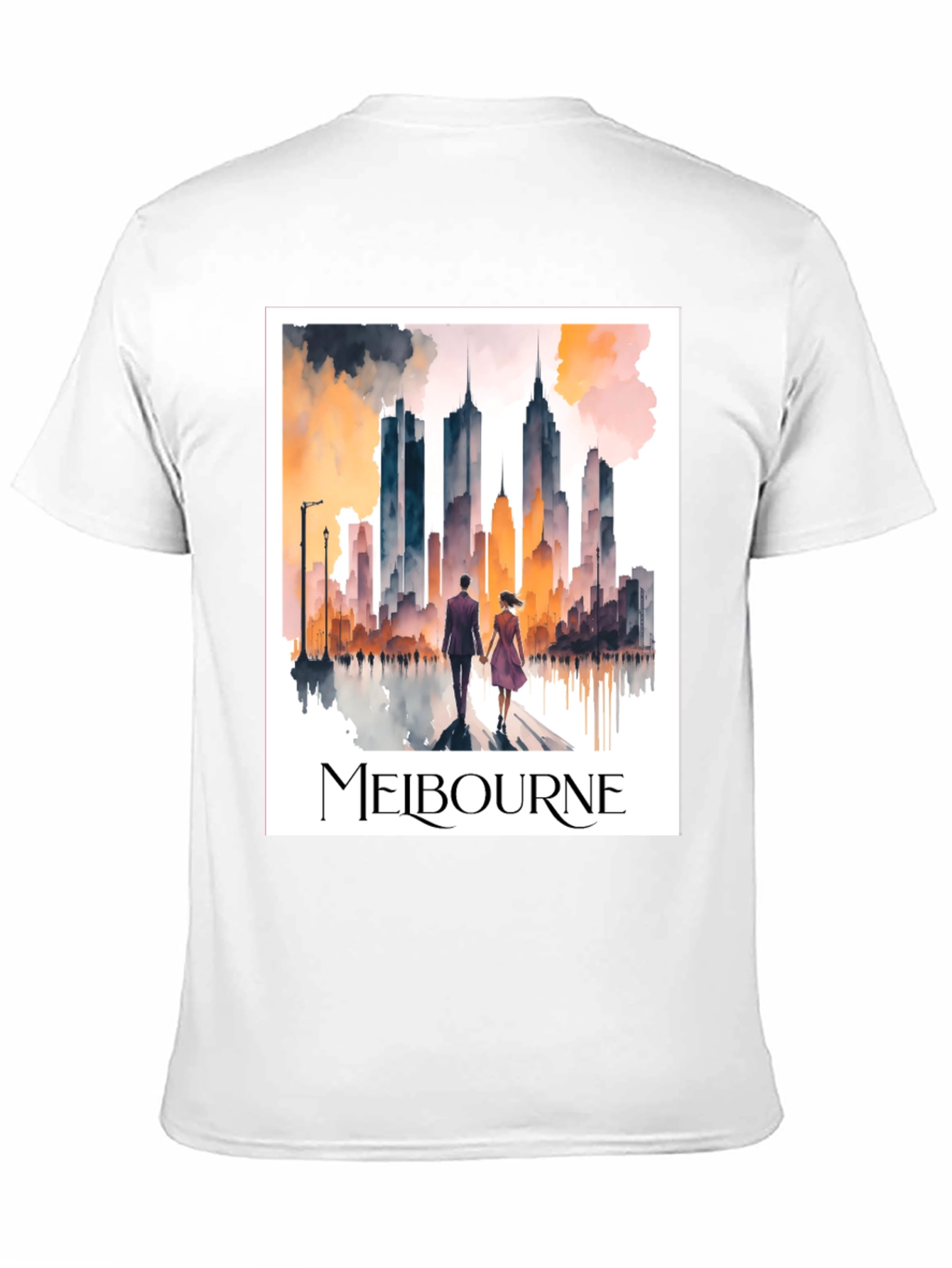 Melbourne Skyline Watercolor Graphic Tee - 11