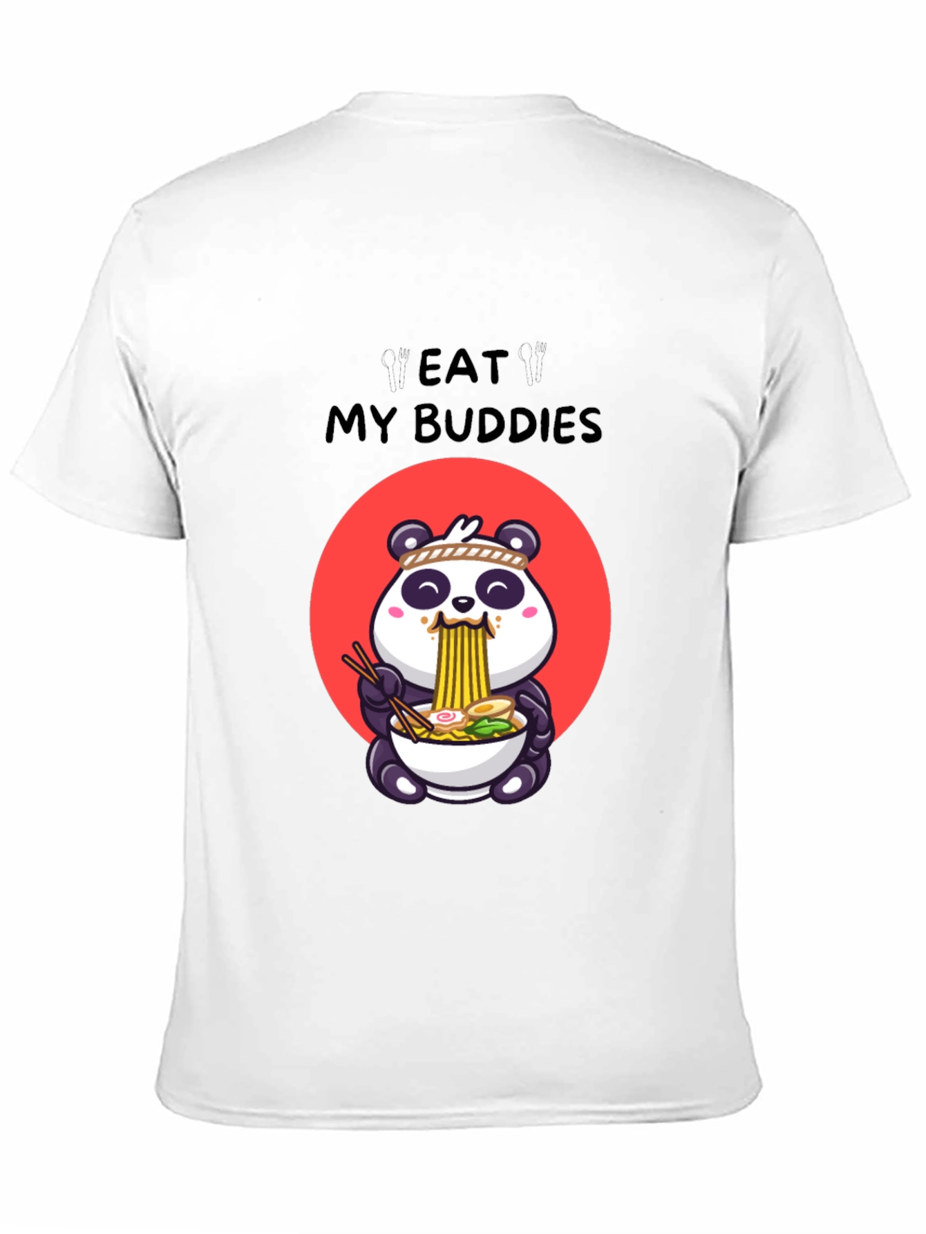 Black Eat My Buddies Panda Ramen T-Shirt view 11