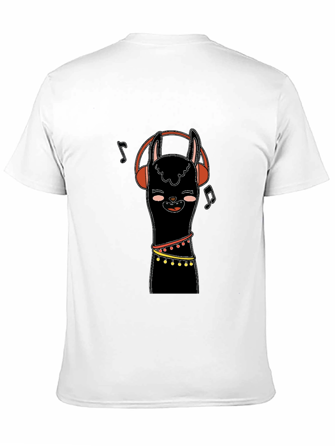 Black Llama Headphones Black Graphic Tee view 11