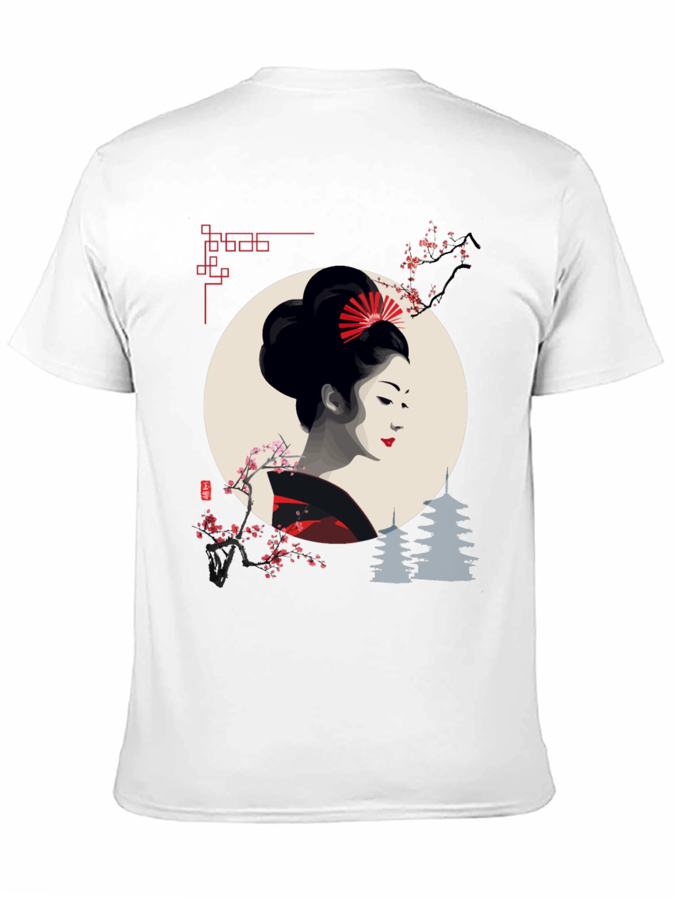 Black Geisha Graphic Print Black T-Shirt view 11