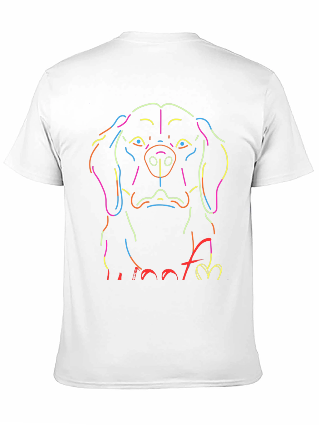 Neon Dog Outline Graphic T-Shirt - Black - 11