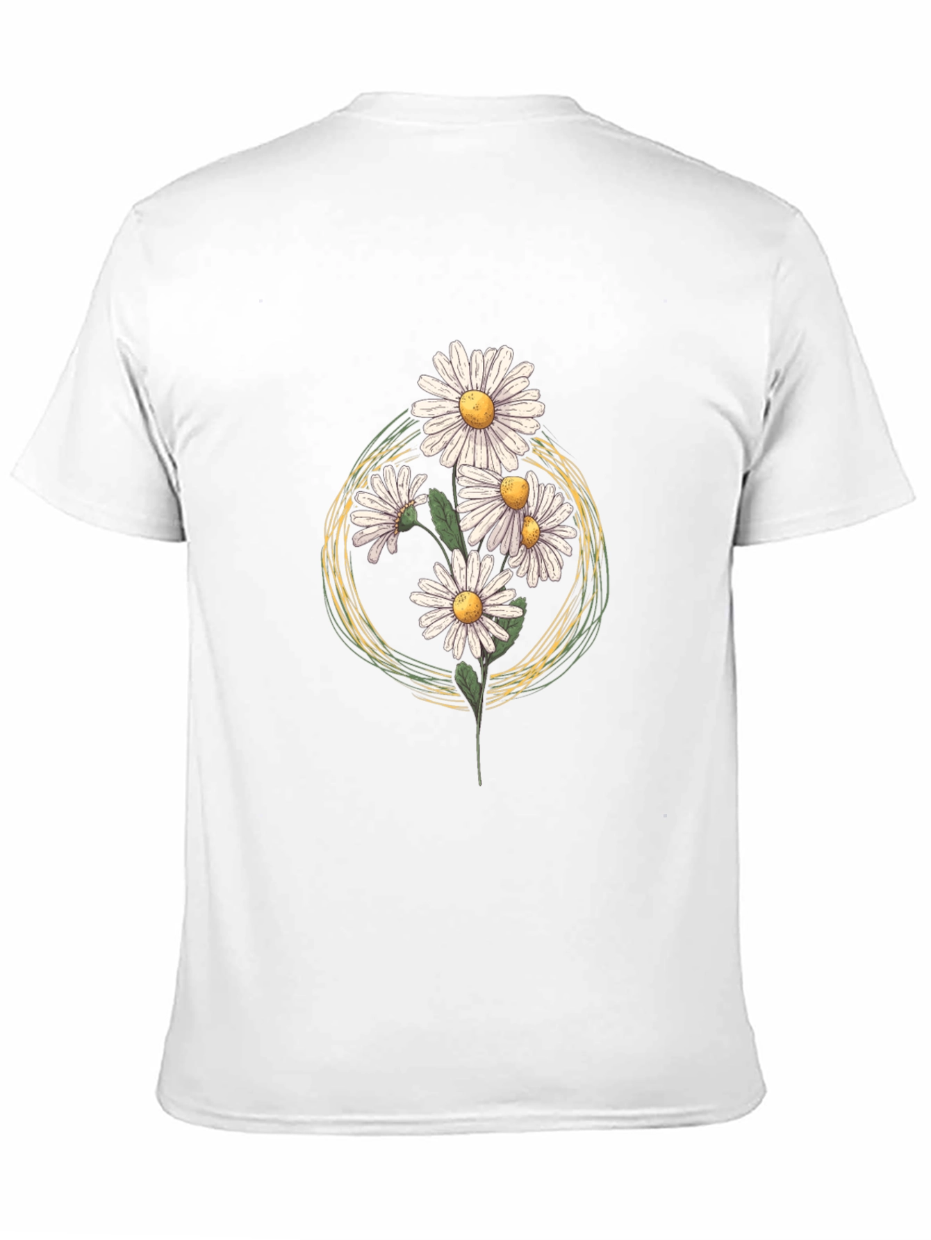 Black Daisy Graphic Print T-Shirt - Black Cotton Tee view 11