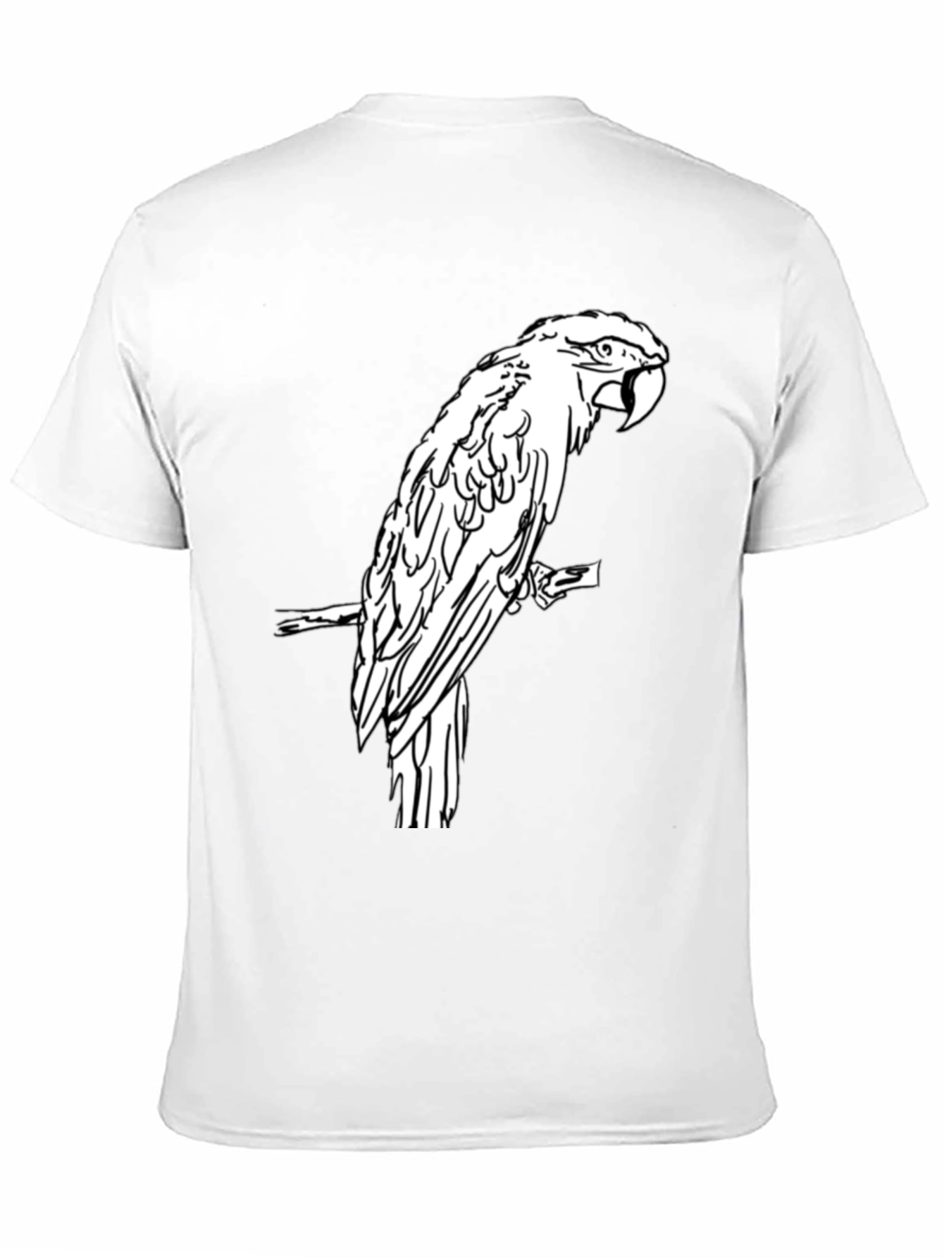 Black Black T-Shirt with White Parrot Graphic view 11