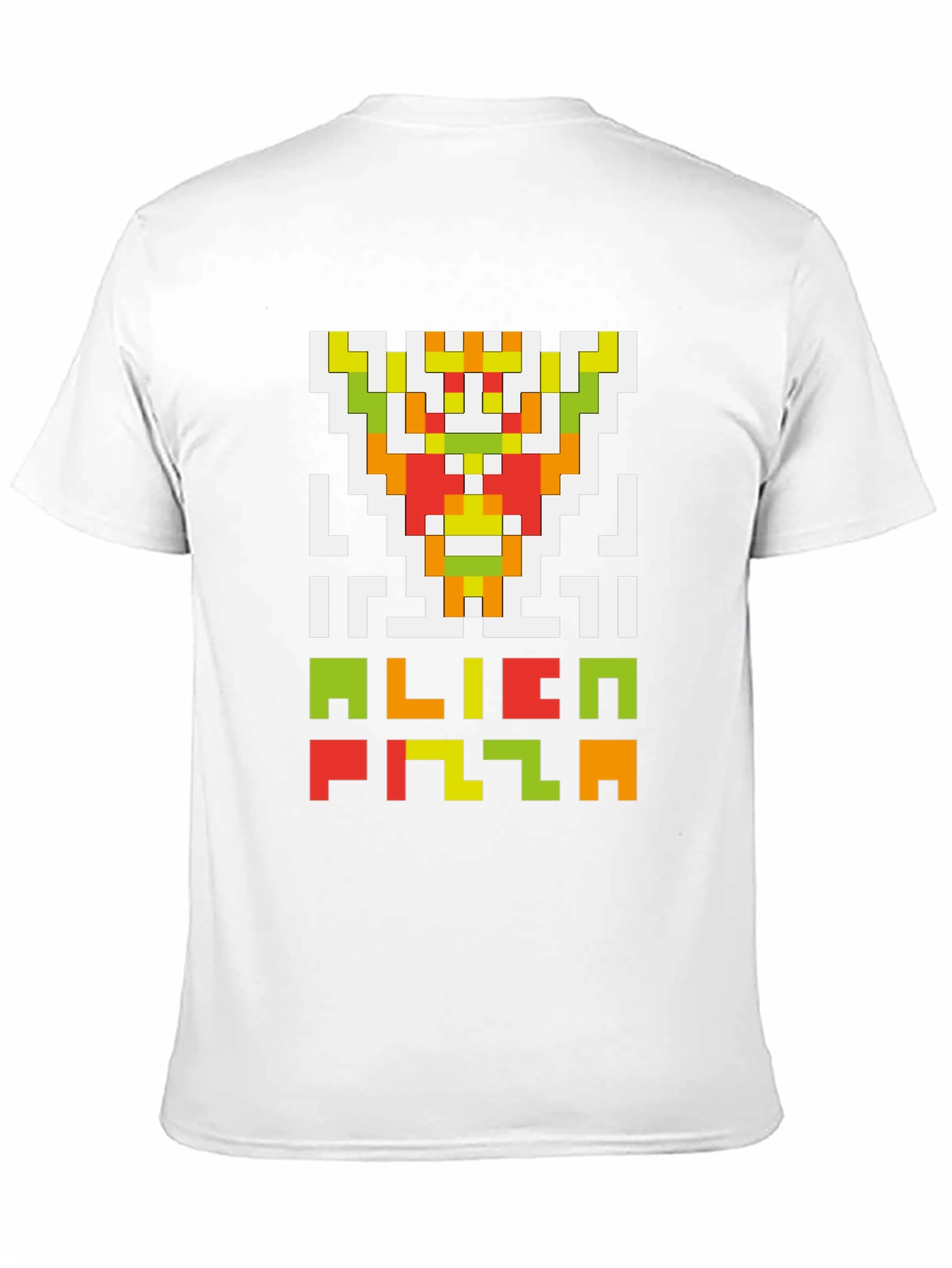Black Alien Pizza Pixel Art Black T-Shirt view 11