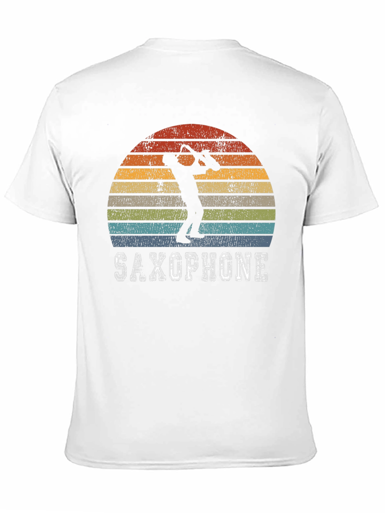 Black Retro Saxophone Player T-Shirt - Vintage Sunset Design view 11